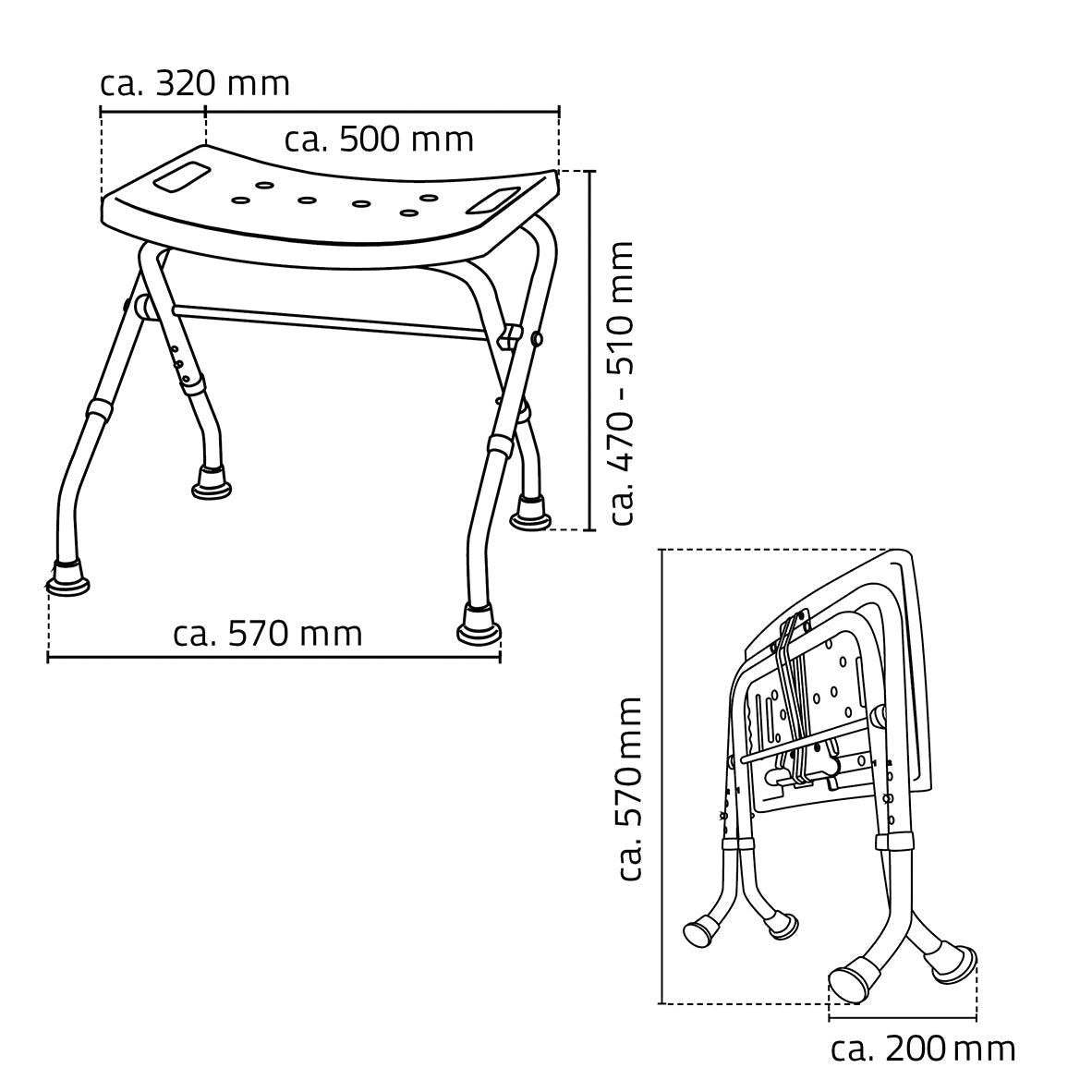 Verstelbare badkamerkruk Wiesbaden Ridder Sam in het wit