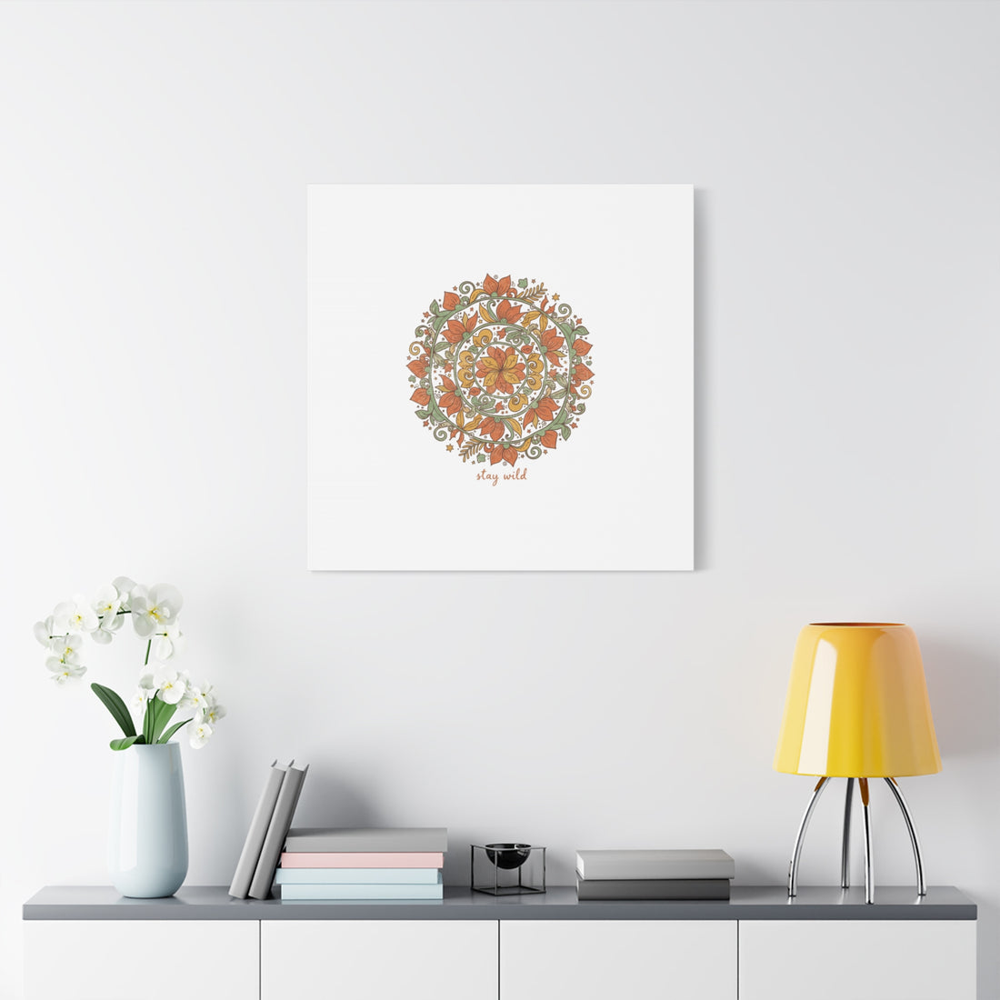 Stay Wild Mandala Canvas, Boho Paisley Wall Art | Artisanal Boho Print