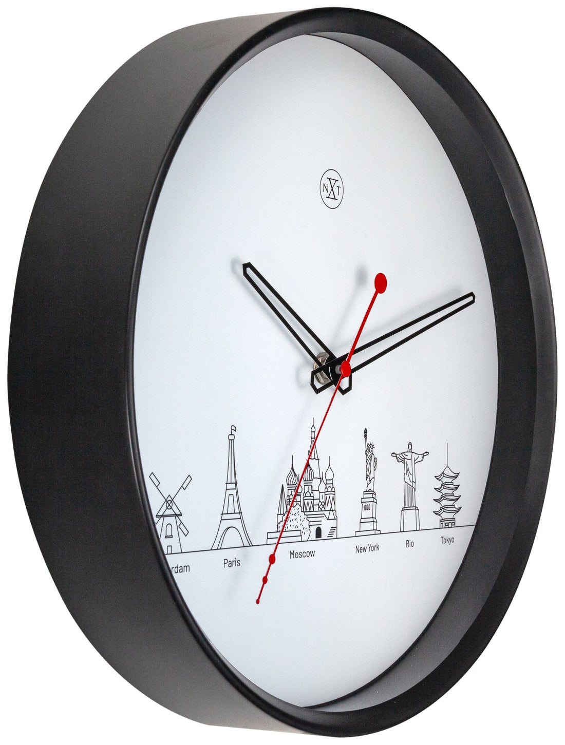 Wall clock -  30 cm - Plastic - 'Worldtour' - Goat Corp