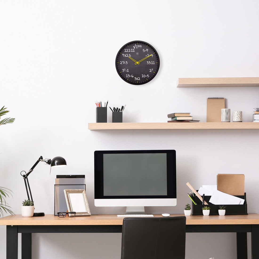 Wall clock 30cm - Silent - Plastic - "Maths" - Goat Corp