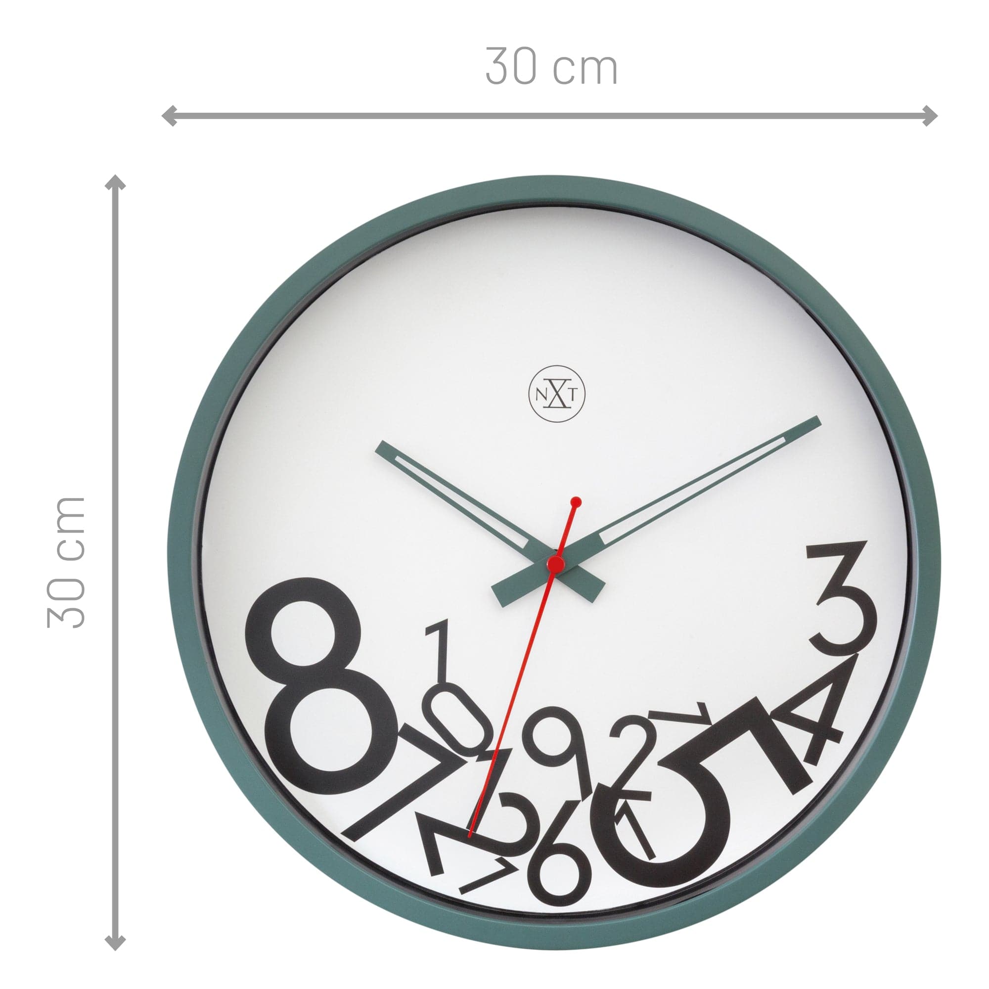 Wall clock 30cm - Silent - Plastic - "Dropped Numbers" - Goat Corp