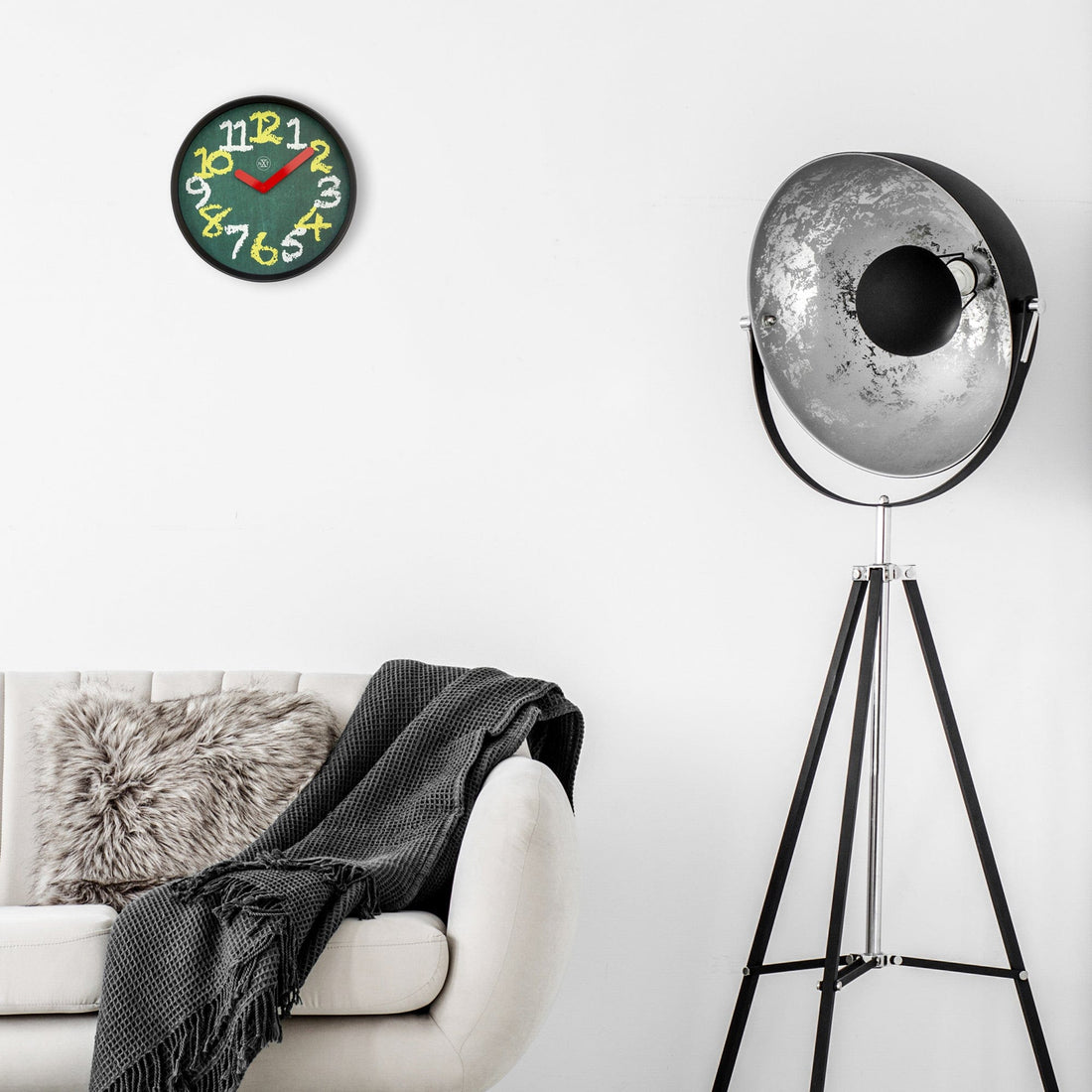 Wall clock 30cm - Silent - Green - Plastic - "Chalkboard" - Goat Corp