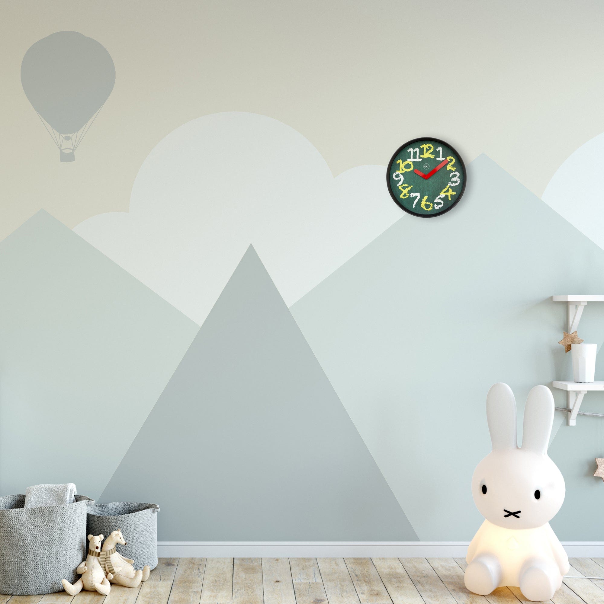 Wall clock 30cm - Silent - Green - Plastic - "Chalkboard" - Goat Corp