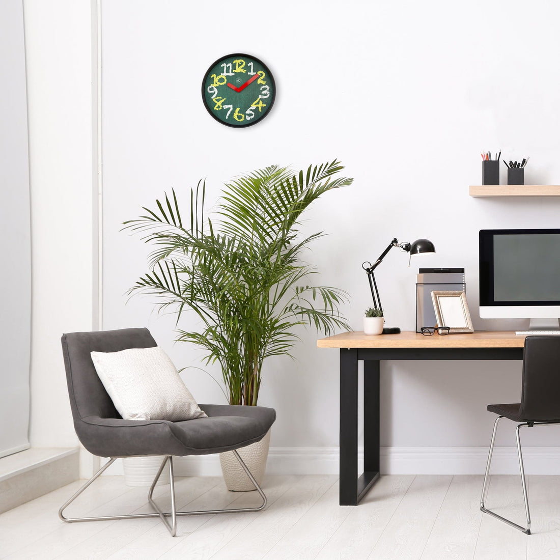 Wall clock 30cm - Silent - Green - Plastic - "Chalkboard" - Goat Corp