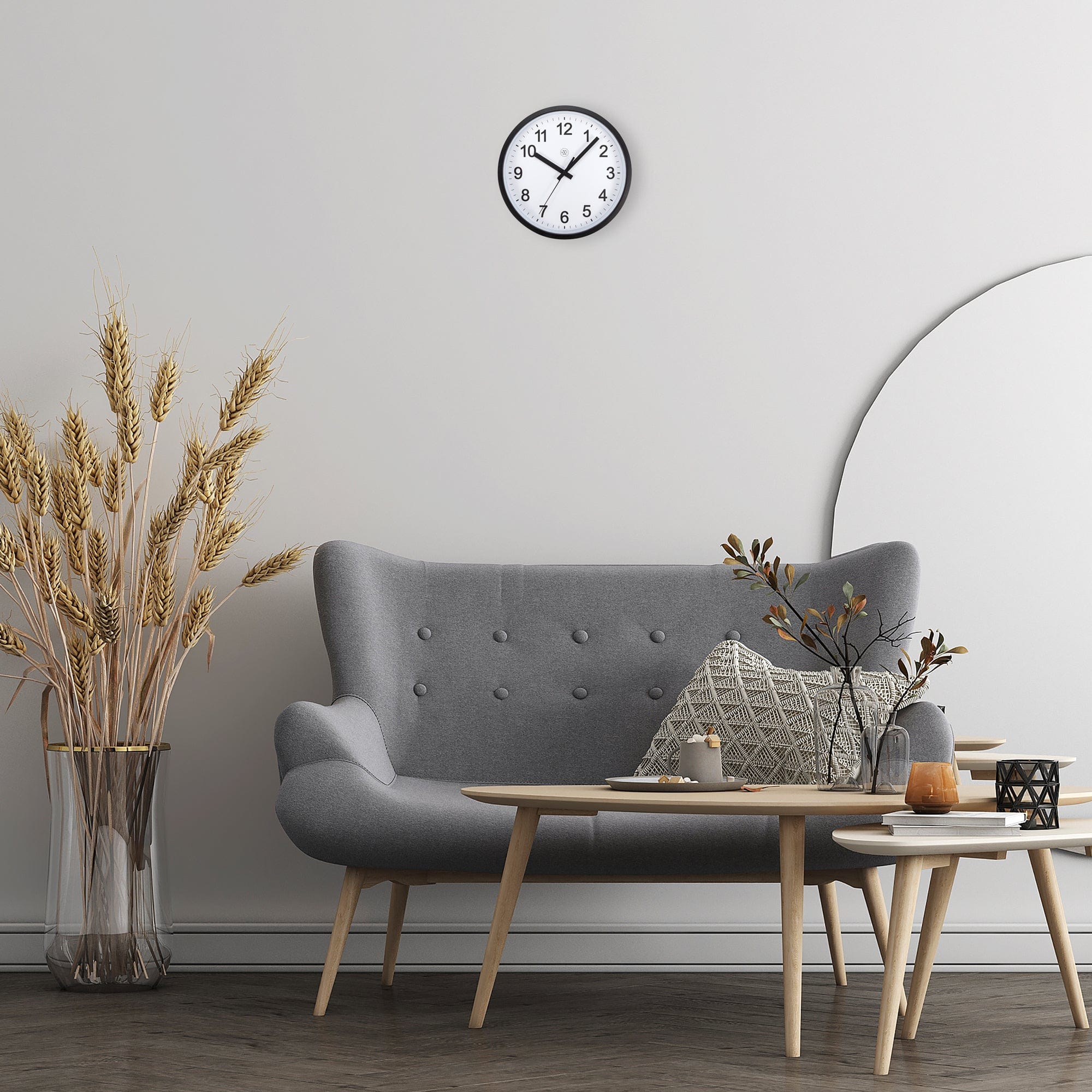 Wall clock 25.5cm - Silent - Plastic - "Robust" - Goat Corp