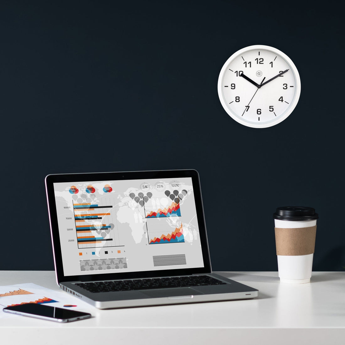 Wall clock 20cm - Silent - Plastic - "Easy Small" - Goat Corp