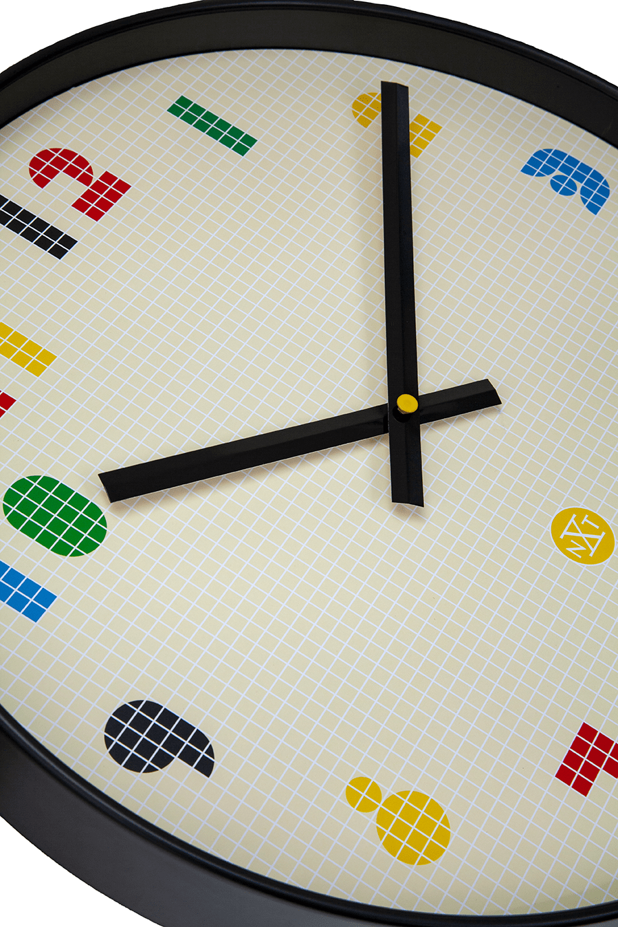 Wall Clock 35cm-Silent-Black/Multicolour-ABS- nXt 'Bit' - Goat Corp