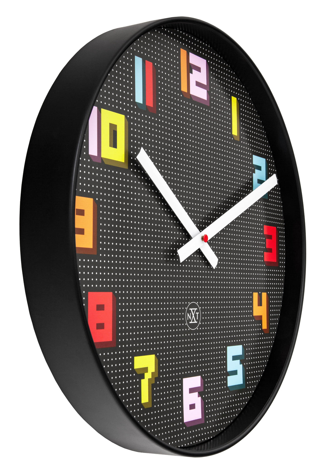 Wall Clock 35cm-Silent-Black/Multicolour-ABS- nXt 'Game' - Goat Corp