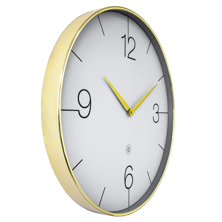 Wall clock 51cm-Silent-Gold/Chrome/Grey-Plastic-nXt 'Finesse Large' - Goat Corp