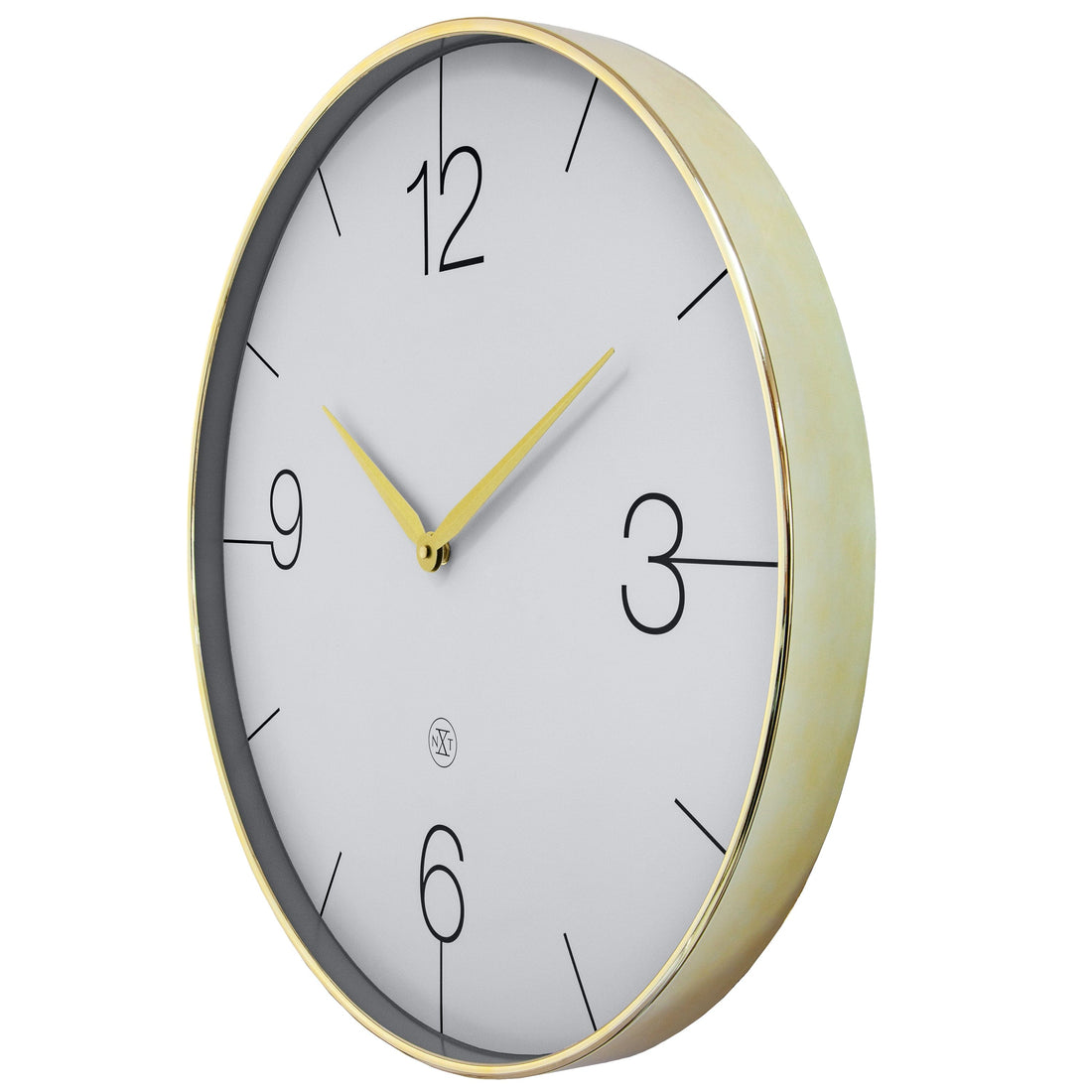 Wall clock 51cm-Silent-Gold/Chrome/Grey-Plastic-nXt 'Finesse Large' - Goat Corp