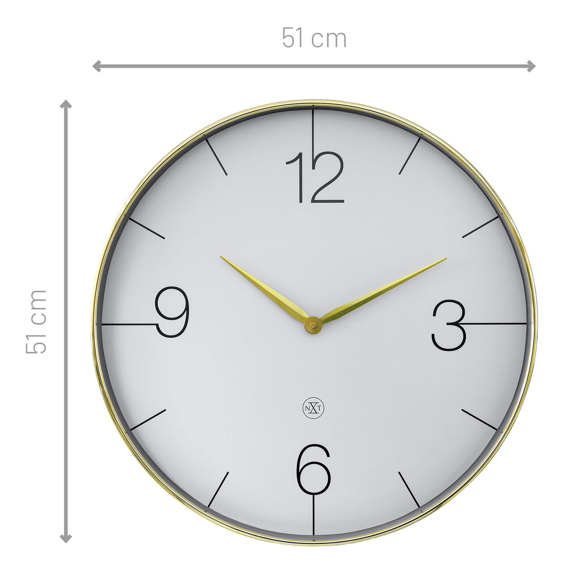 Wall clock 51cm-Silent-Gold/Chrome/Grey-Plastic-nXt 'Finesse Large' - Goat Corp