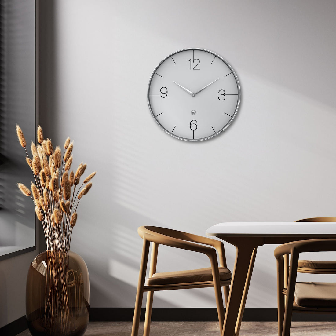 Wall clock 51cm-Silent-Gold/Chrome/Grey-Plastic-nXt 'Finesse Large' - Goat Corp