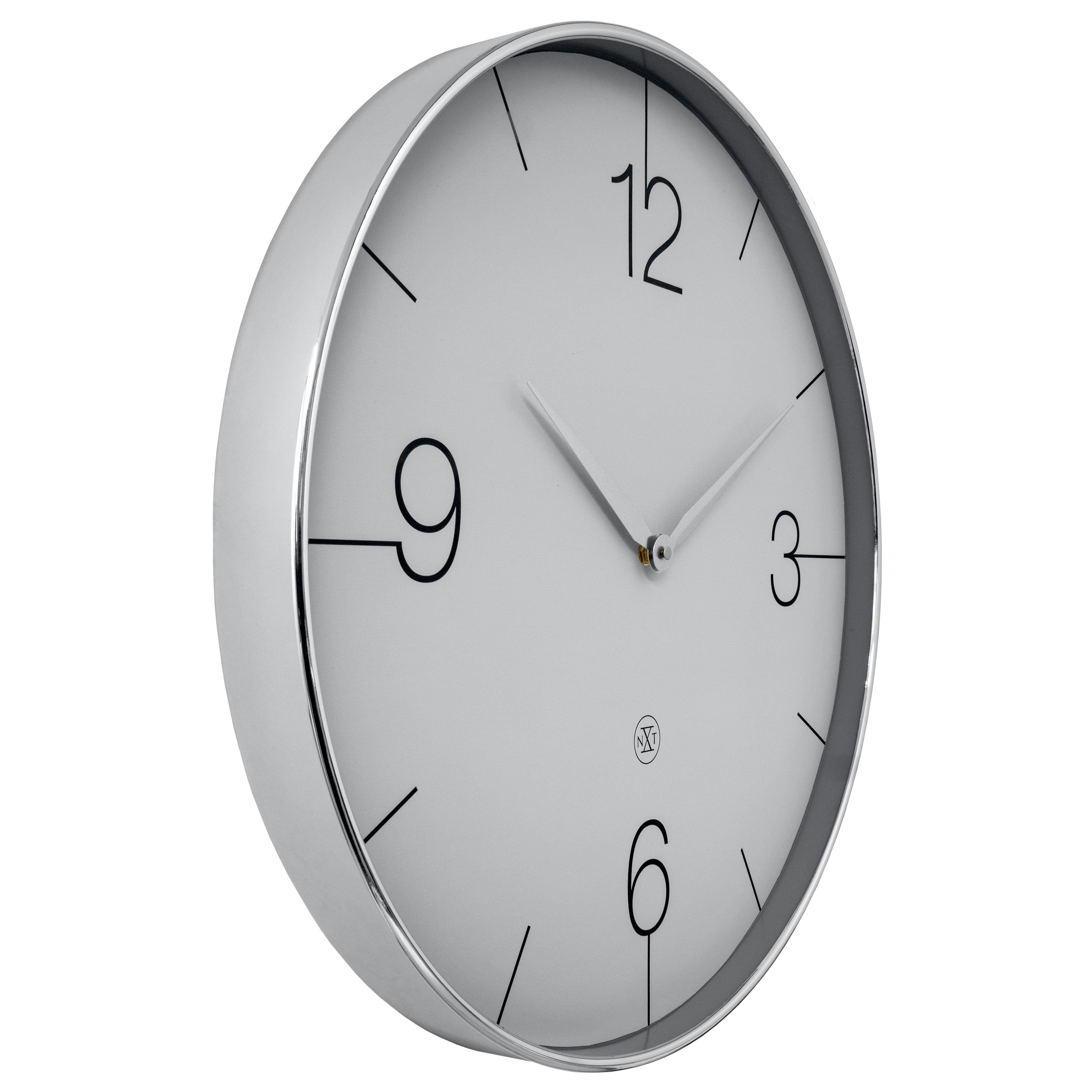 Wall clock 51cm-Silent-Gold/Chrome/Grey-Plastic-nXt 'Finesse Large' - Goat Corp