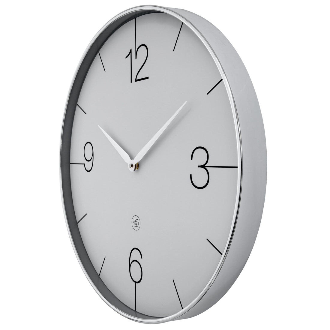 Wall clock 51cm-Silent-Gold/Chrome/Grey-Plastic-nXt 'Finesse Large' - Goat Corp