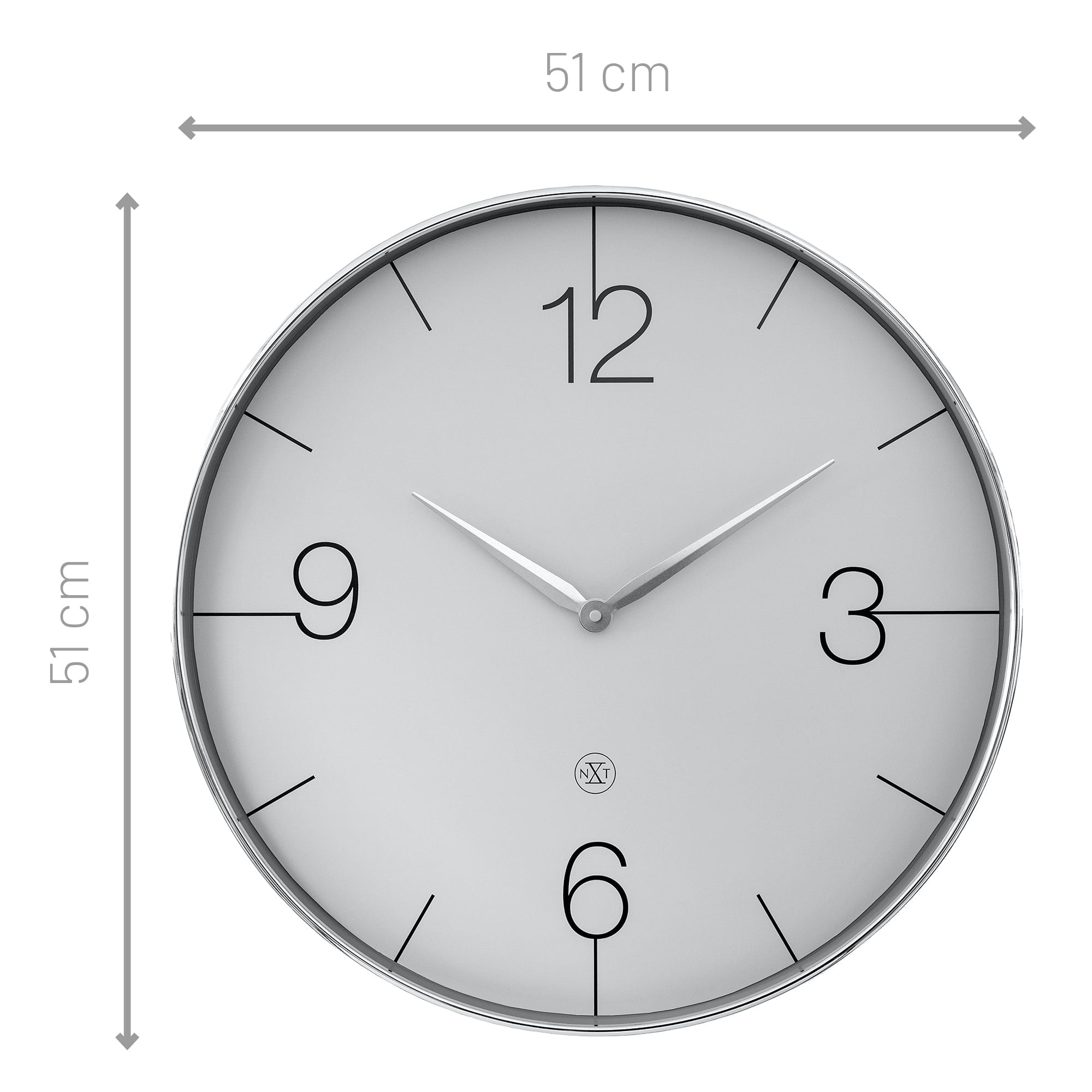 Wall clock 51cm-Silent-Gold/Chrome/Grey-Plastic-nXt 'Finesse Large' - Goat Corp