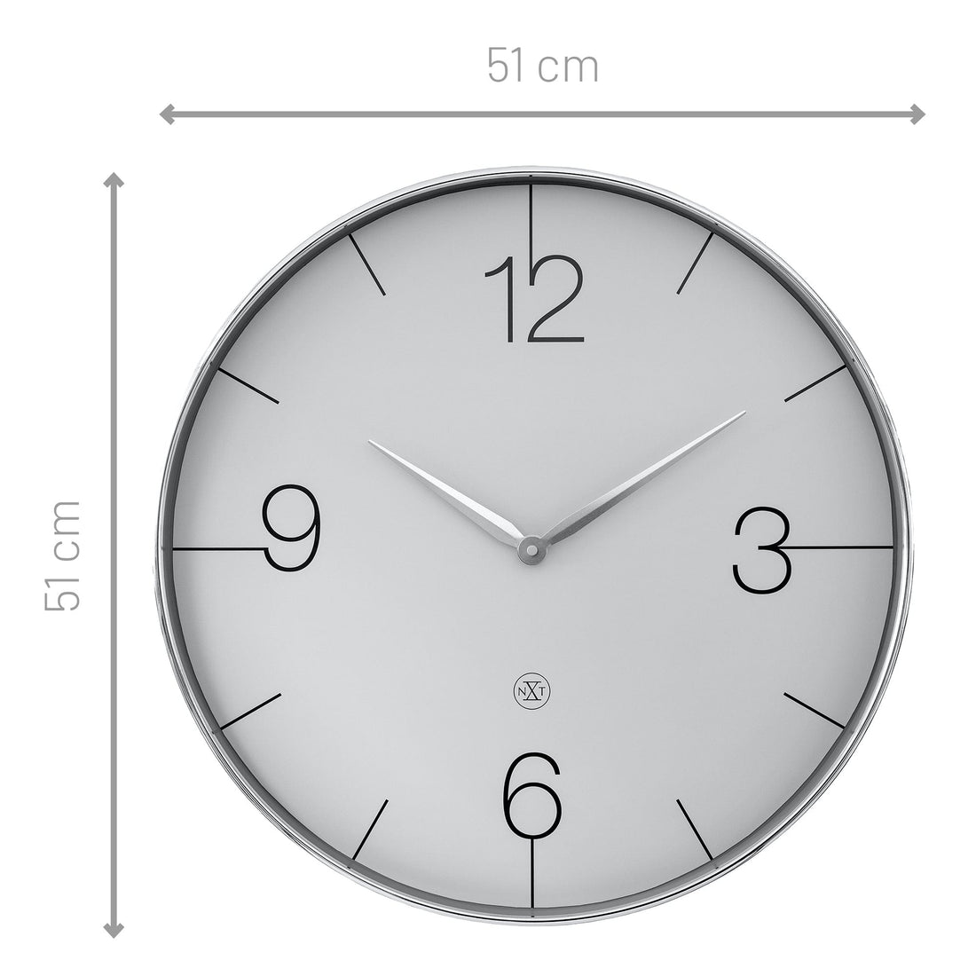 Wall clock 51cm-Silent-Gold/Chrome/Grey-Plastic-nXt 'Finesse Large' - Goat Corp