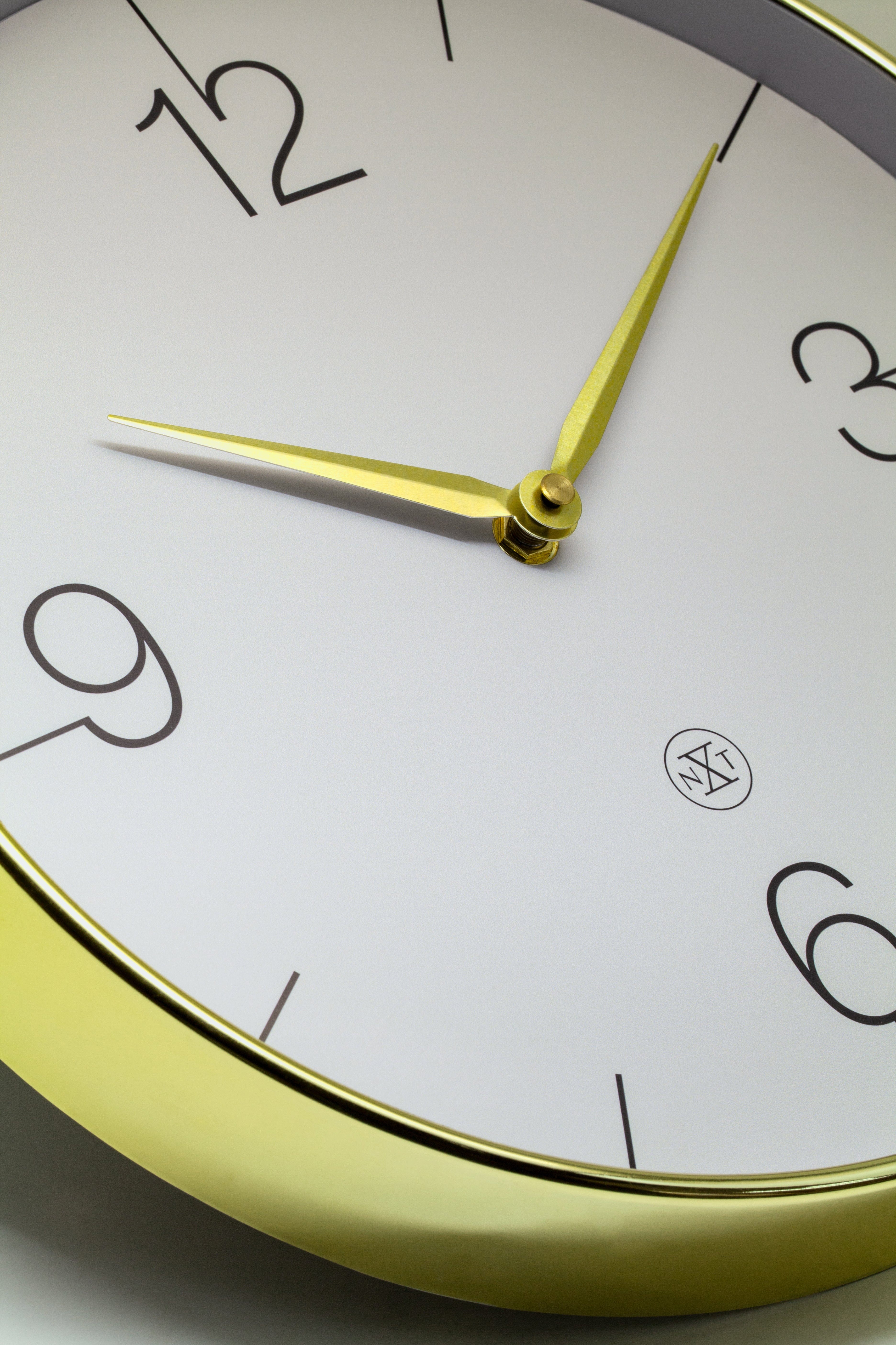 Wall clock 30.5cm-Silent-Gold/Chrome/Grey-Plastic-nXt 'Finesse' - Goat Corp