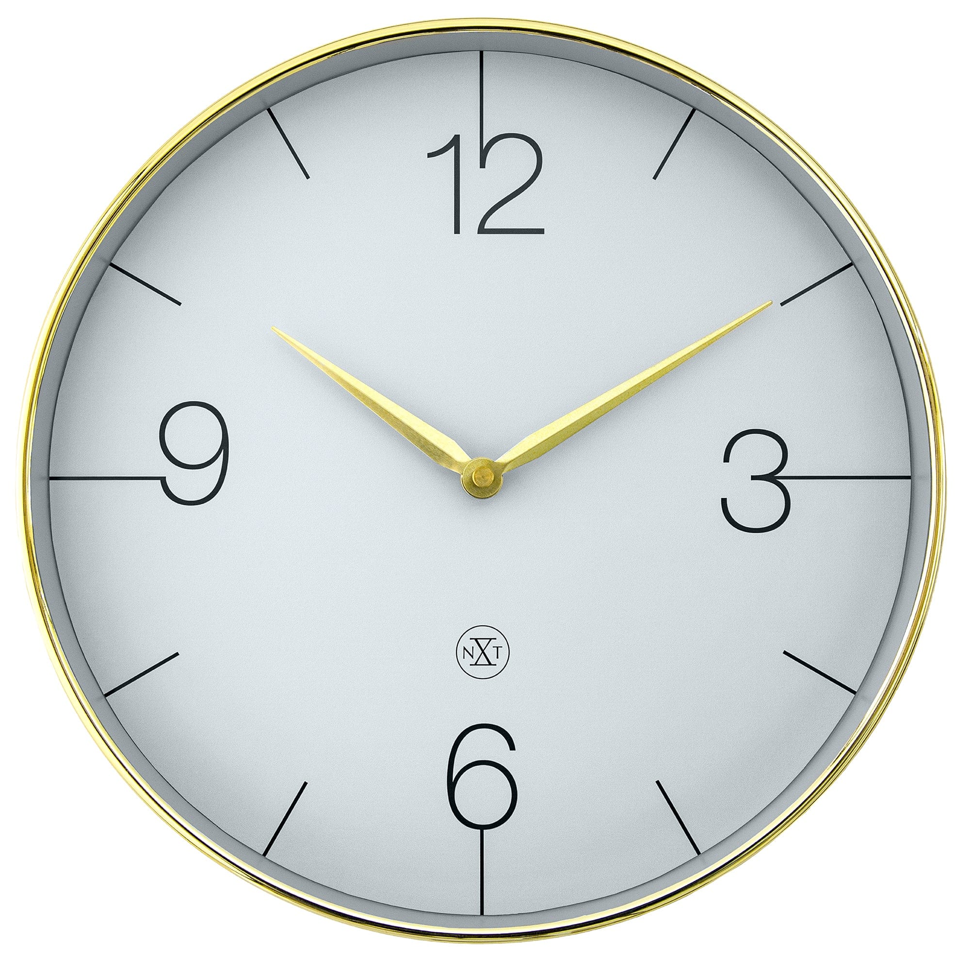 Wall clock 30.5cm-Silent-Gold/Chrome/Grey-Plastic-nXt 'Finesse' - Goat Corp