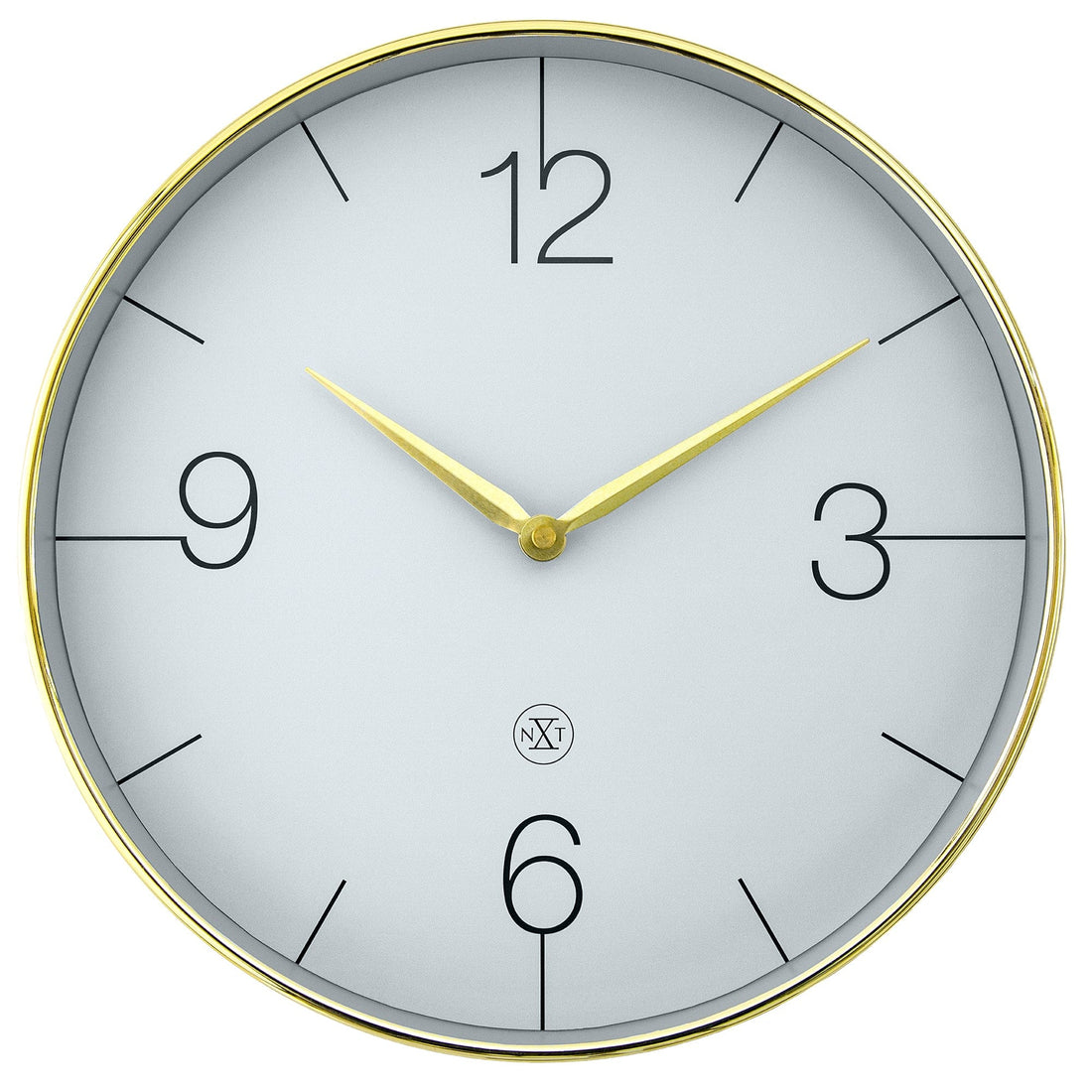 Wall clock 30.5cm-Silent-Gold/Chrome/Grey-Plastic-nXt 'Finesse' - Goat Corp