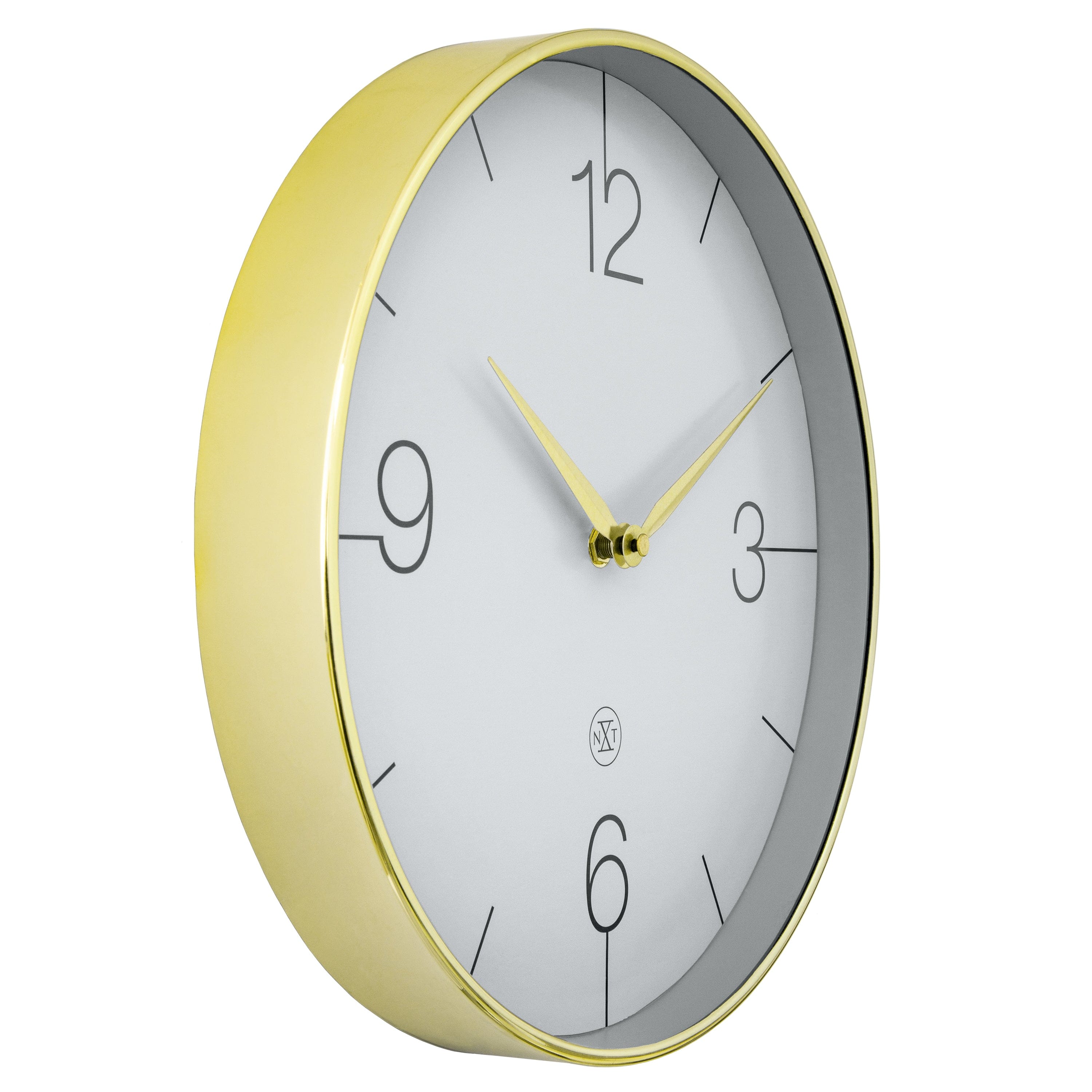 Wall clock 30.5cm-Silent-Gold/Chrome/Grey-Plastic-nXt 'Finesse' - Goat Corp