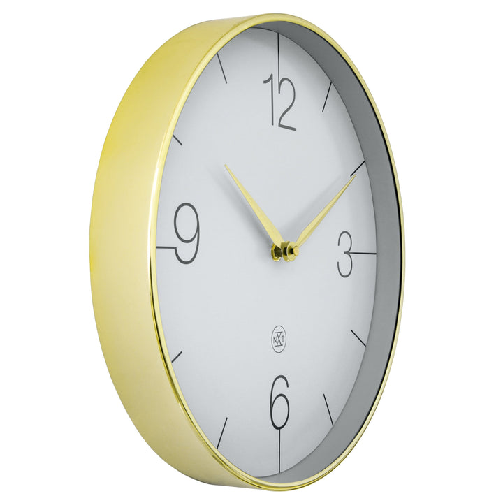 Wall clock 30.5cm-Silent-Gold/Chrome/Grey-Plastic-nXt 'Finesse' - Goat Corp