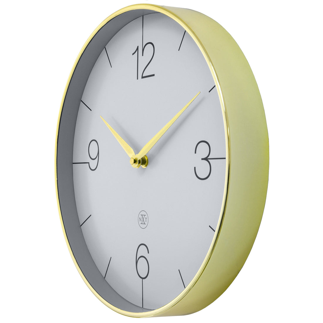 Wall clock 30.5cm-Silent-Gold/Chrome/Grey-Plastic-nXt 'Finesse' - Goat Corp