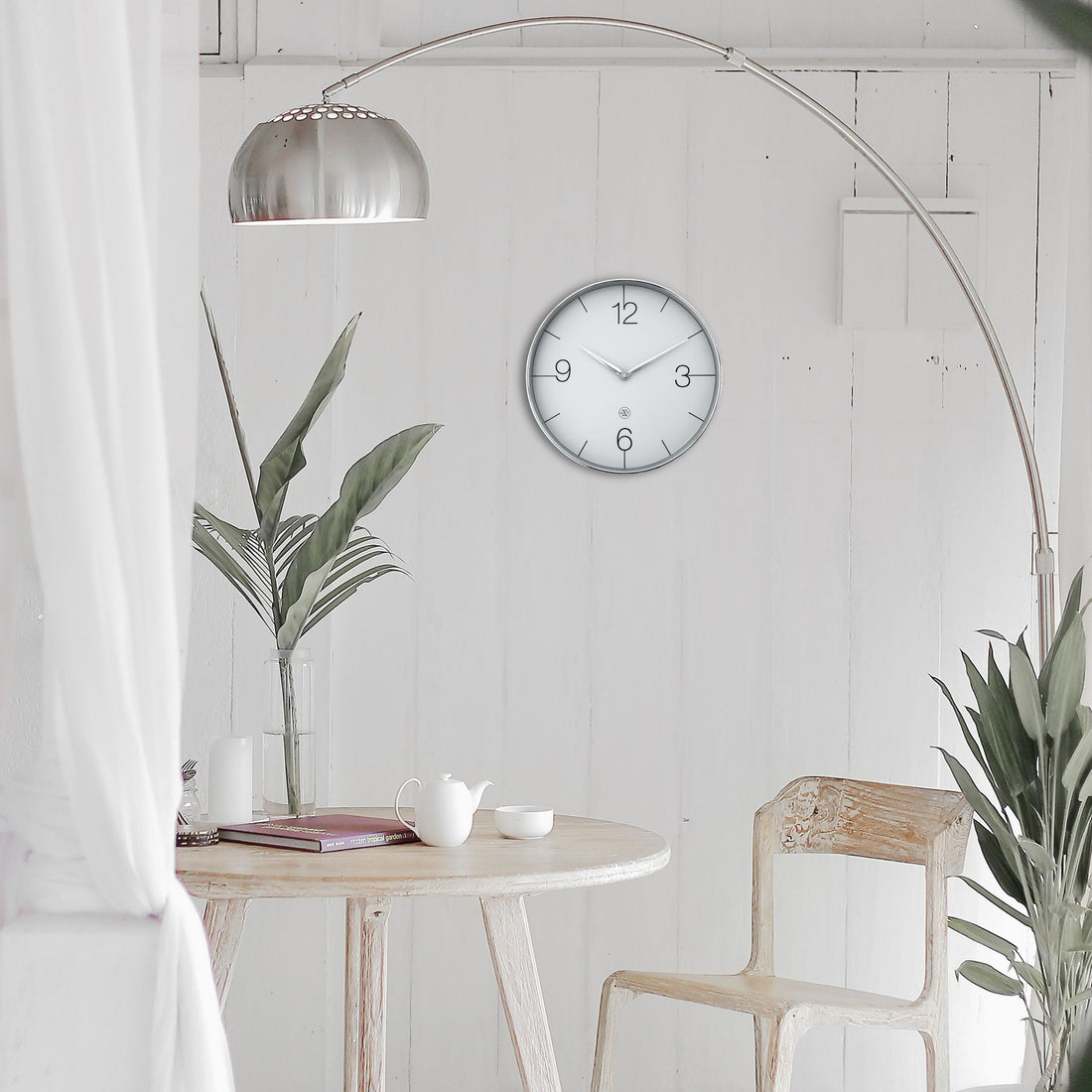 Wall clock 30.5cm-Silent-Gold/Chrome/Grey-Plastic-nXt 'Finesse' - Goat Corp