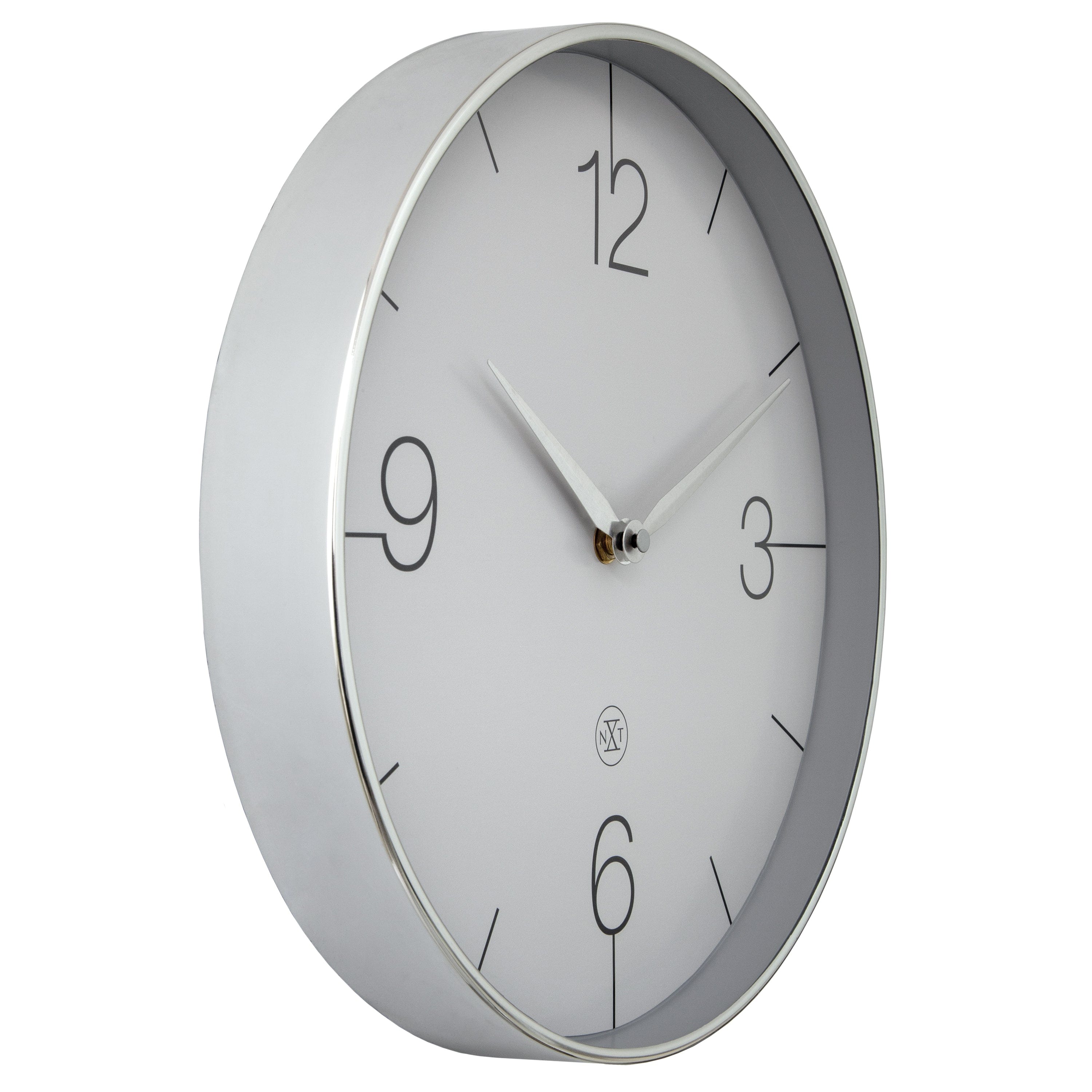 Wall clock 30.5cm-Silent-Gold/Chrome/Grey-Plastic-nXt 'Finesse' - Goat Corp