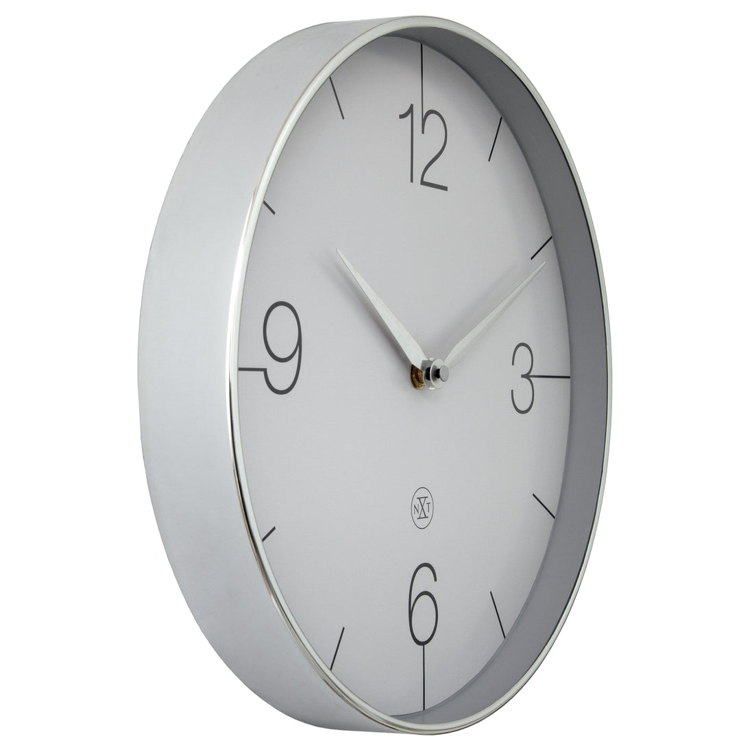 Wall clock 30.5cm-Silent-Gold/Chrome/Grey-Plastic-nXt 'Finesse' - Goat Corp