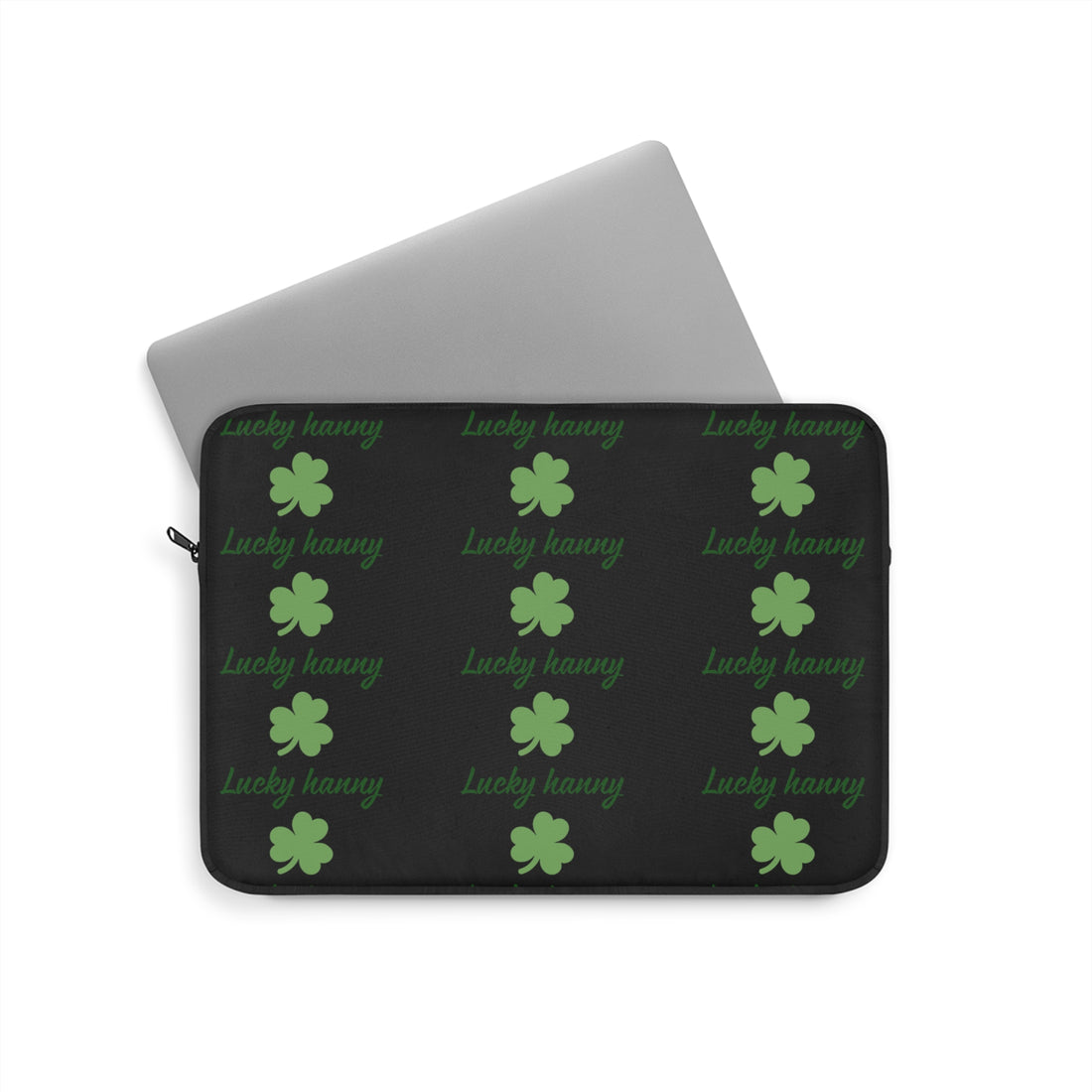 Lucky Hanny Clovers Laptop Sleeve | St. Patrick's Day Gift | Trendy Tech Case | Lucky Charm Sleeve | Green Shamrock Design - Goat Corp