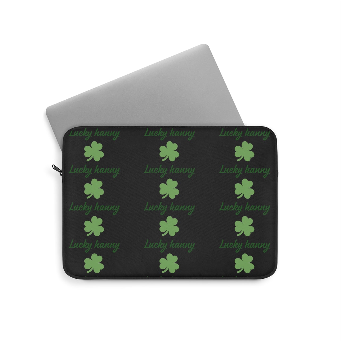 Lucky Hanny Clovers Laptop Sleeve | St. Patrick's Day Gift | Trendy Tech Case | Lucky Charm Sleeve | Green Shamrock Design