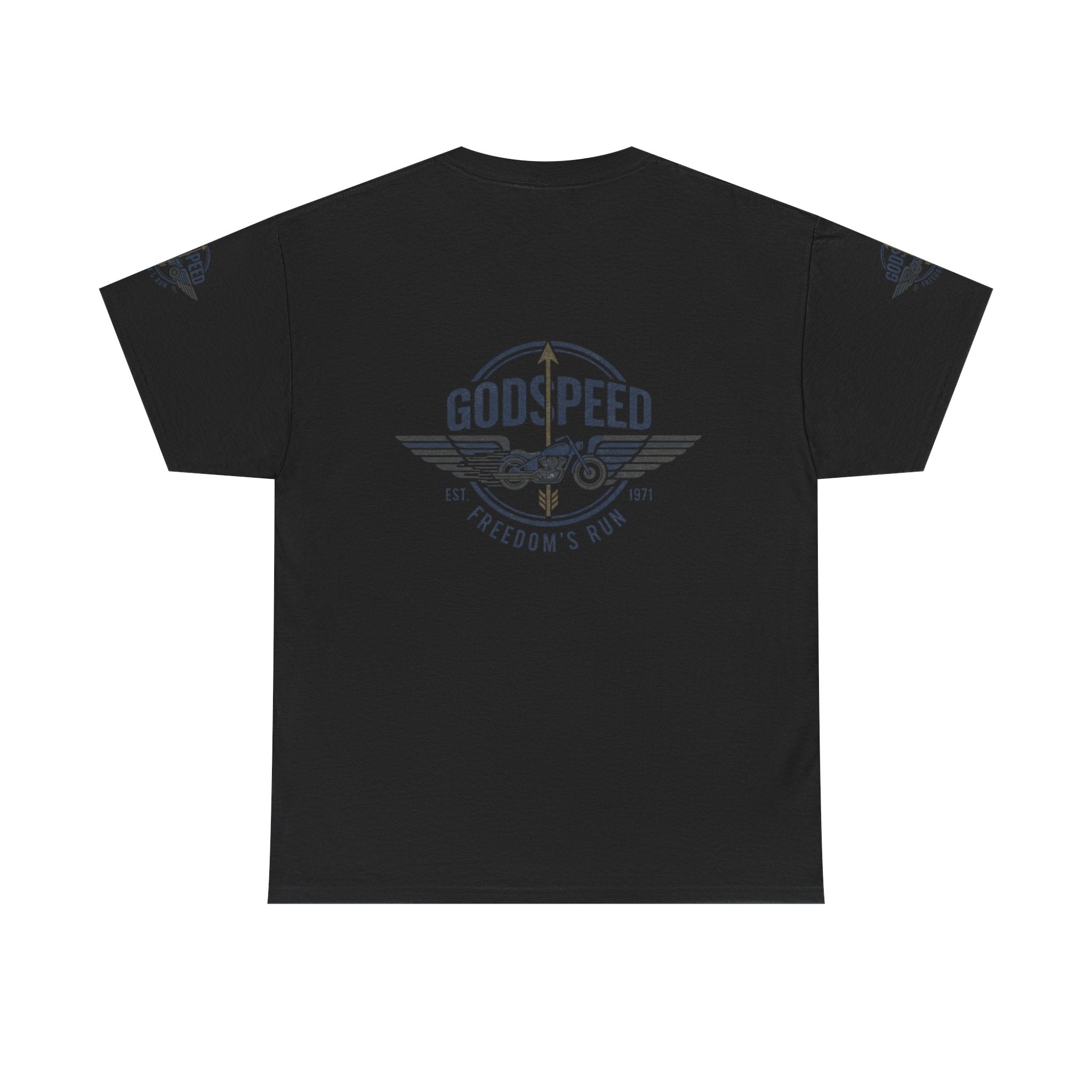 Godspeed Freedom Run Unisex Heavy Cotton Tee, Classic Graphic T-Shirt, Casual Wear, Gift for Runners, Vintage Style Apparel - Goat Corp