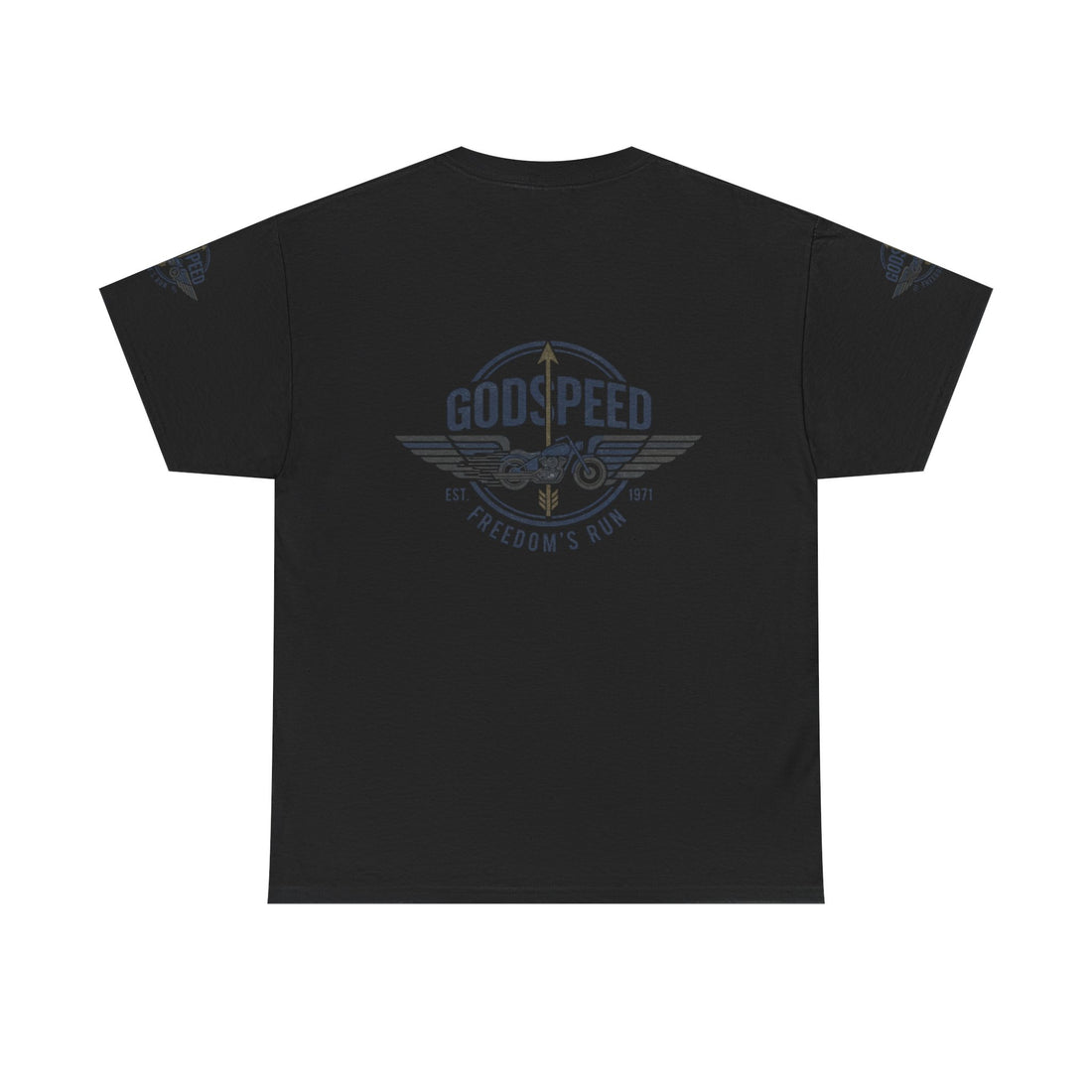 Godspeed Freedom Run Unisex Heavy Cotton Tee, Classic Graphic T-Shirt, Casual Wear, Gift for Runners, Vintage Style Apparel - Goat Corp