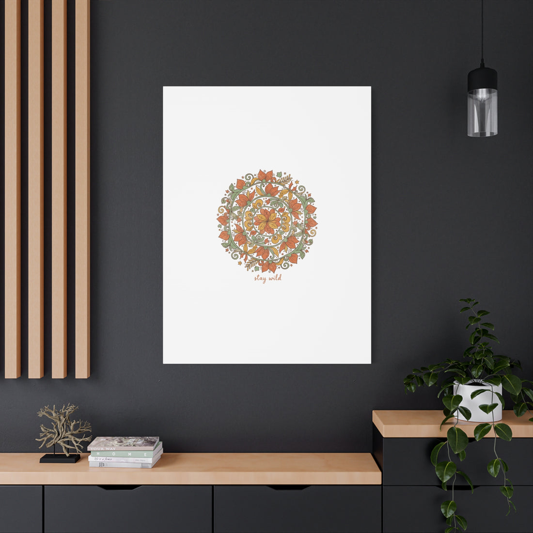 Stay Wild Mandala Canvas, Boho Paisley Wall Art | Artisanal Boho Print