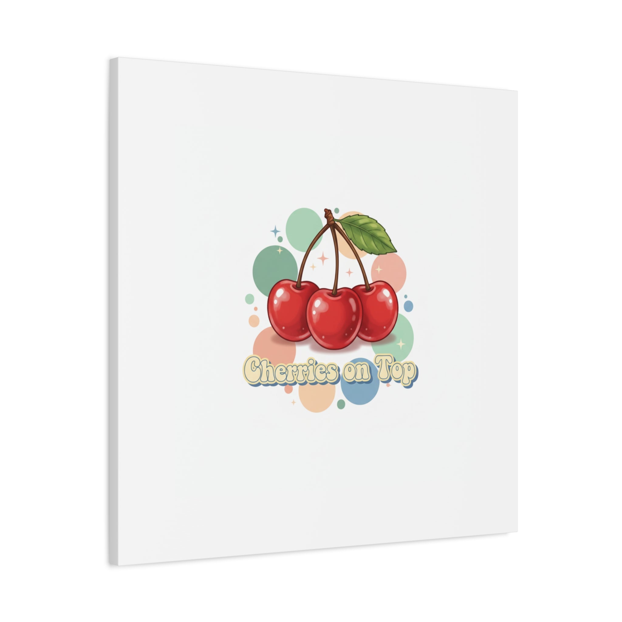 Cherries on Top Canvas | Retro Kawaii Fruit Wall Art