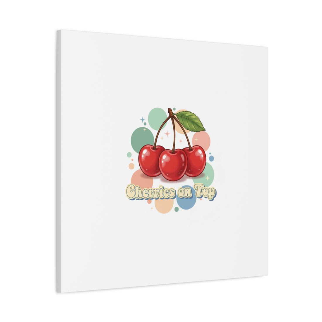 Cherries on Top Canvas | Retro Kawaii Fruit Wall Art