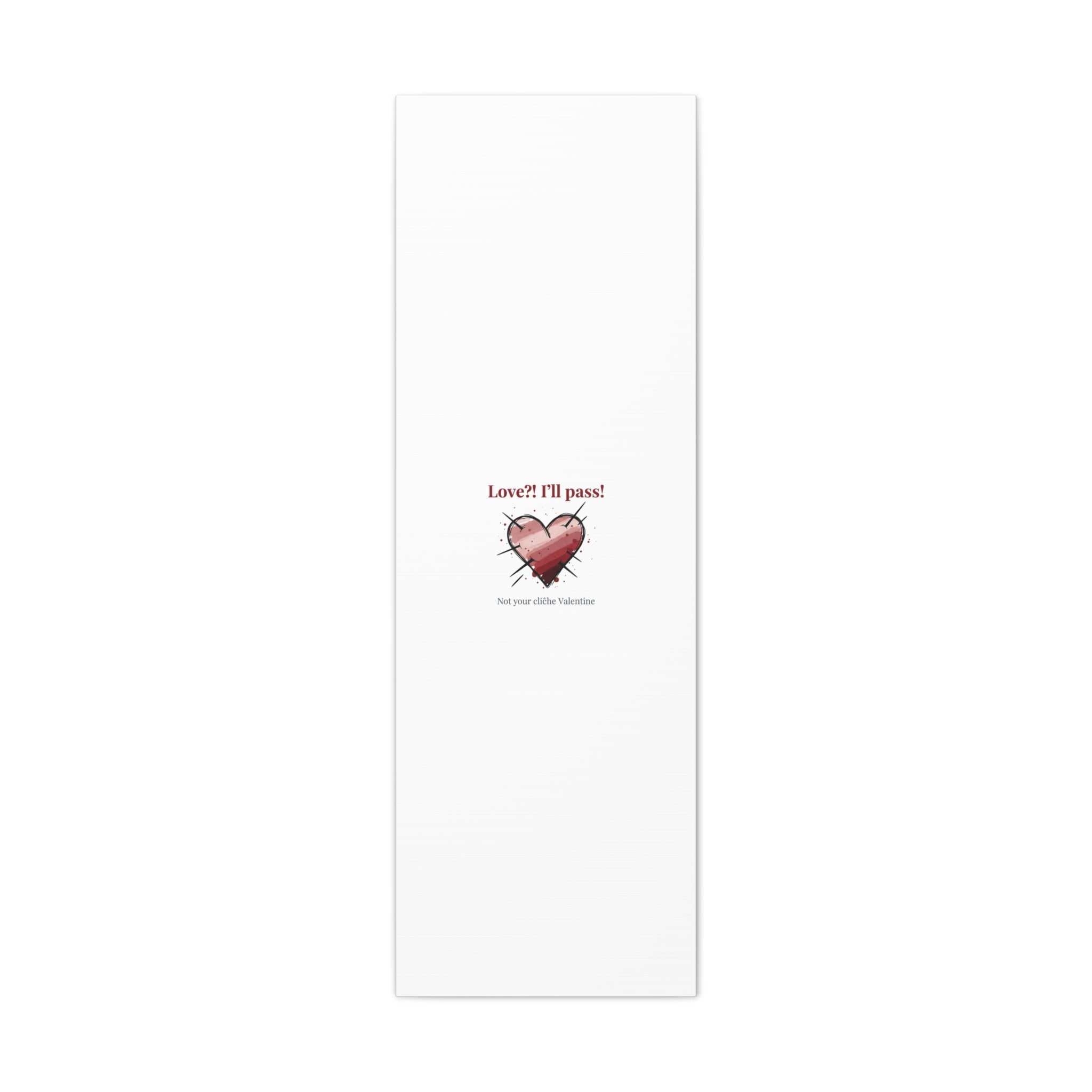Love?! I'll Pass Canvas, Hearts‑with‑a‑Twist anti‑Valentine wall art