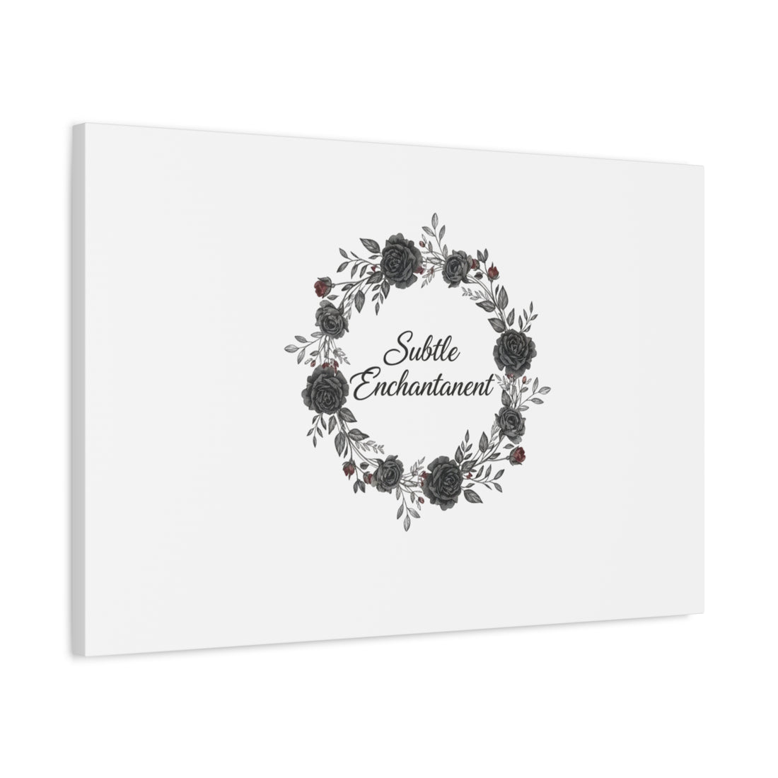 Moon Rose Wreath Canvas, Romantic Gothic Lite, Soft Goth Floral Wall Art