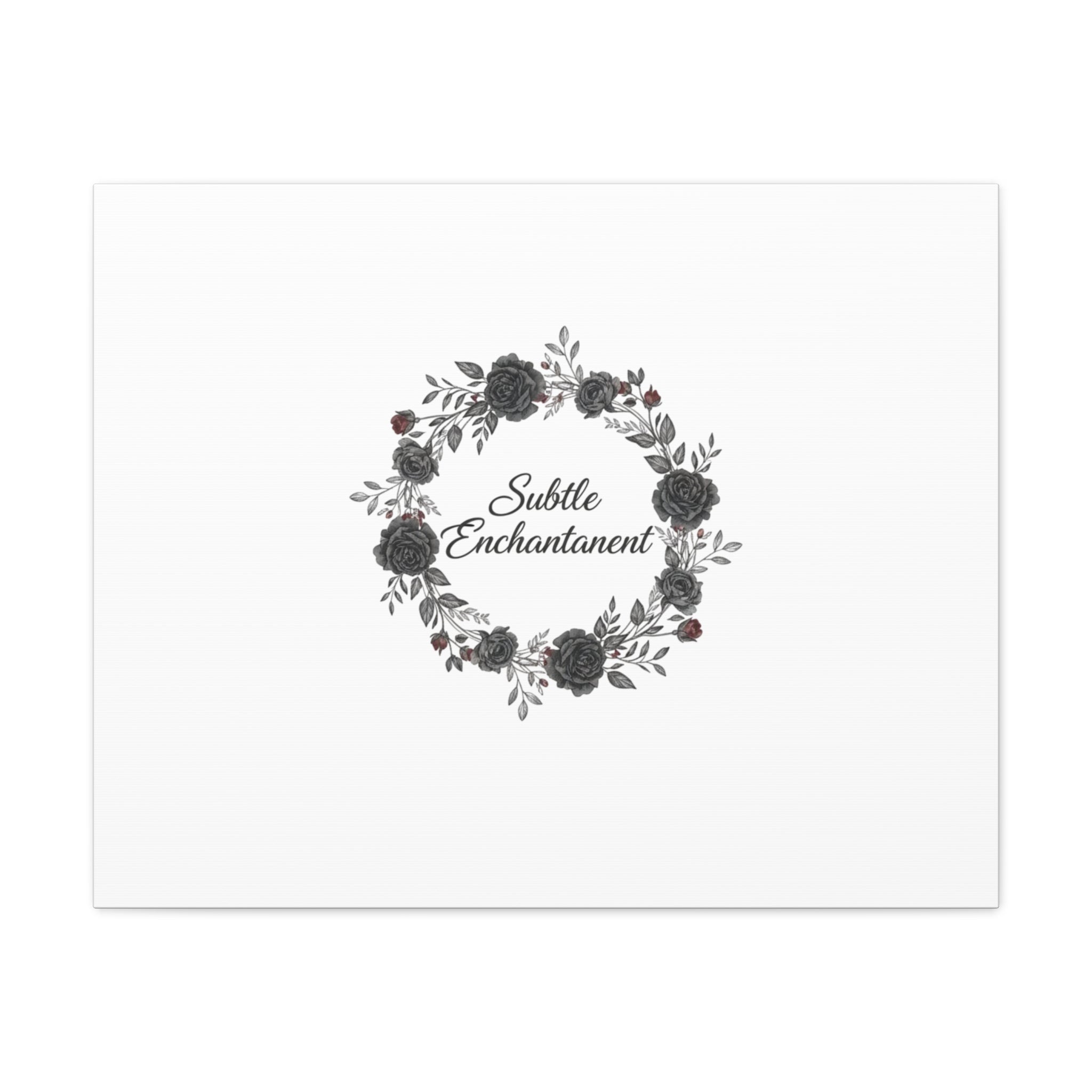 Moon Rose Wreath Canvas, Romantic Gothic Lite, Soft Goth Floral Wall Art