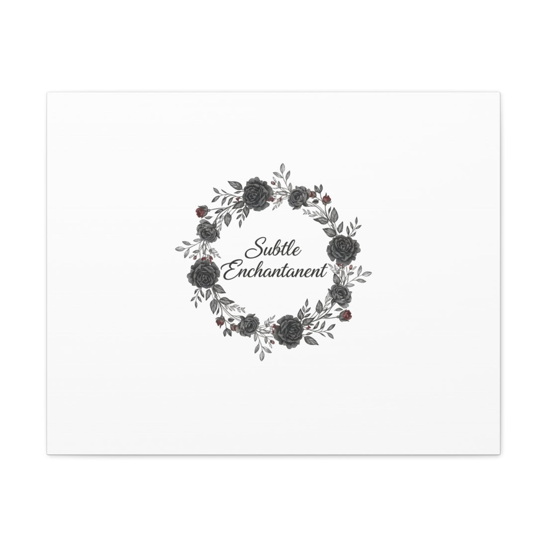 Moon Rose Wreath Canvas, Romantic Gothic Lite, Soft Goth Floral Wall Art