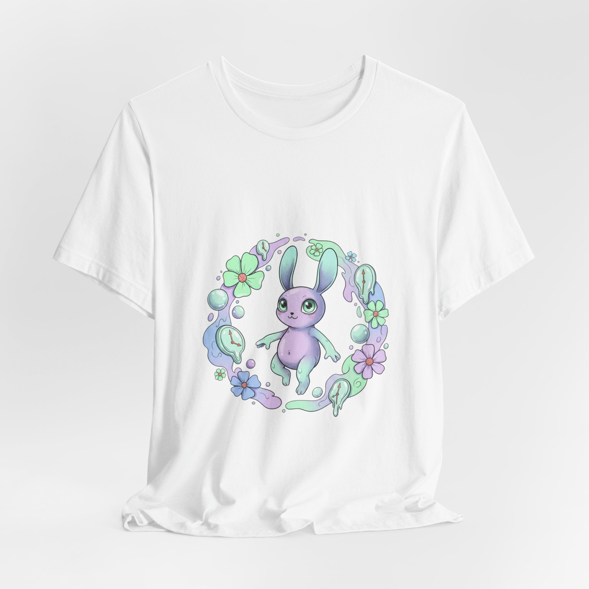 Pastel Bunny Wreath Tee | micro-surrealism, weirdcore graphic
