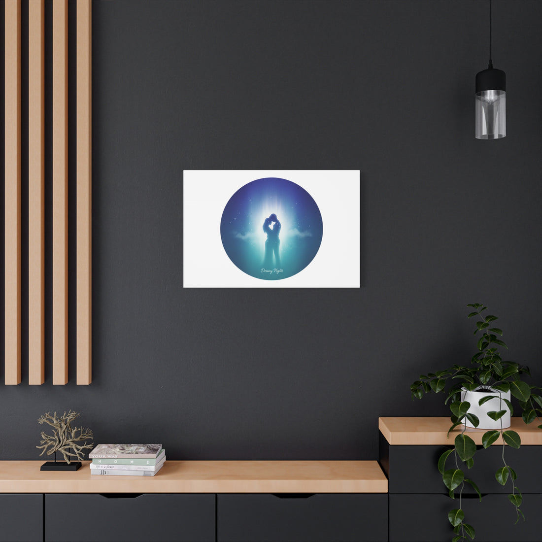 Dreamy Nightscape Canvas | Afterlight Atmospheric Print, Luminous Night Bloom