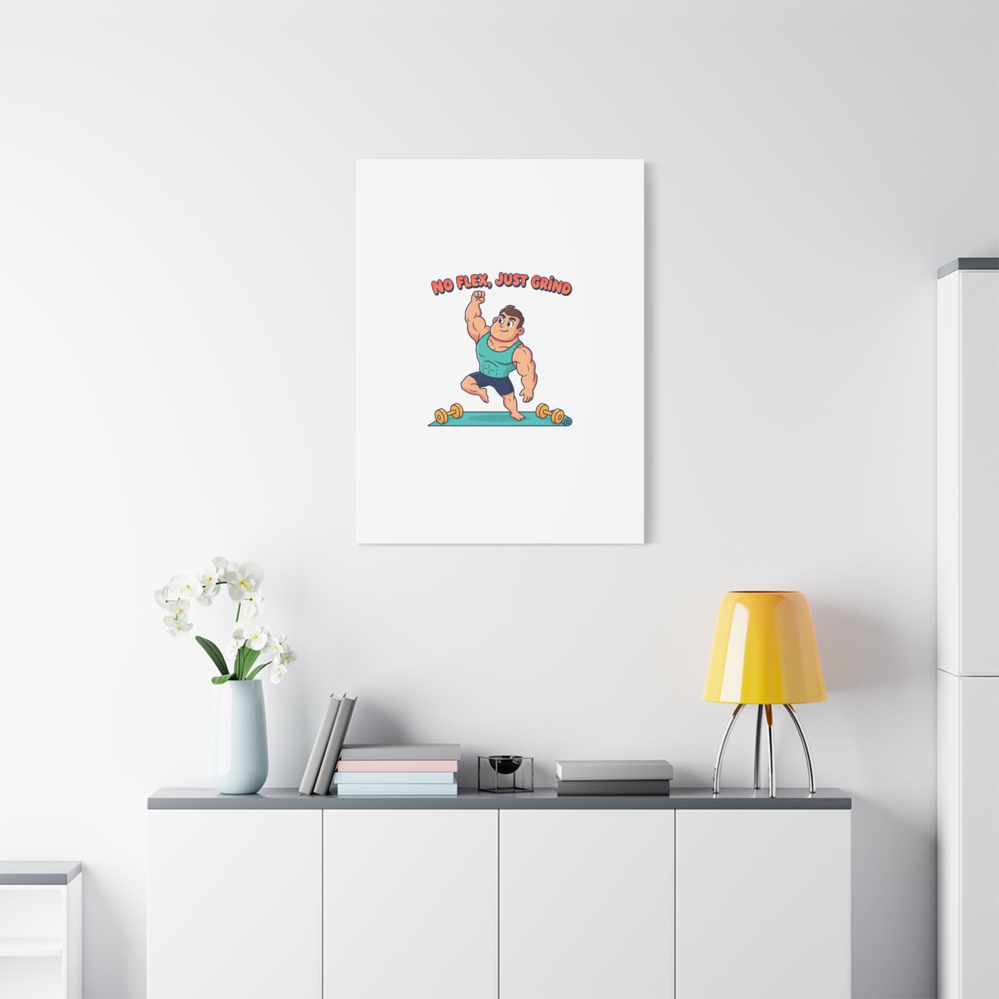 No Flex Just Grind canvas, Gymtimidation humor wall art | start small fitness décor
