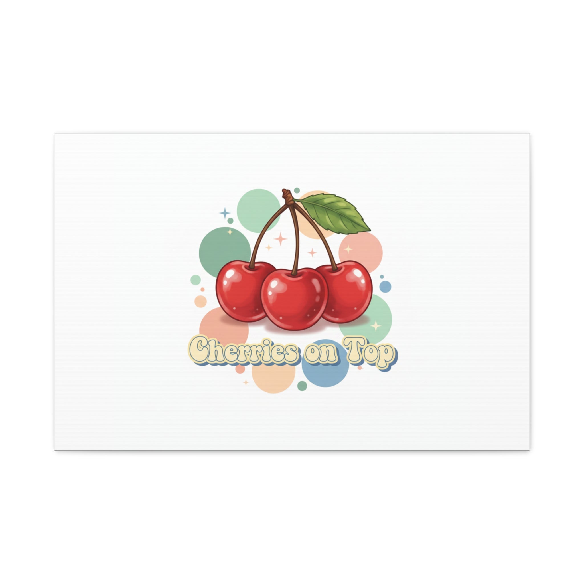Cherries on Top Canvas | Retro Kawaii Fruit Wall Art