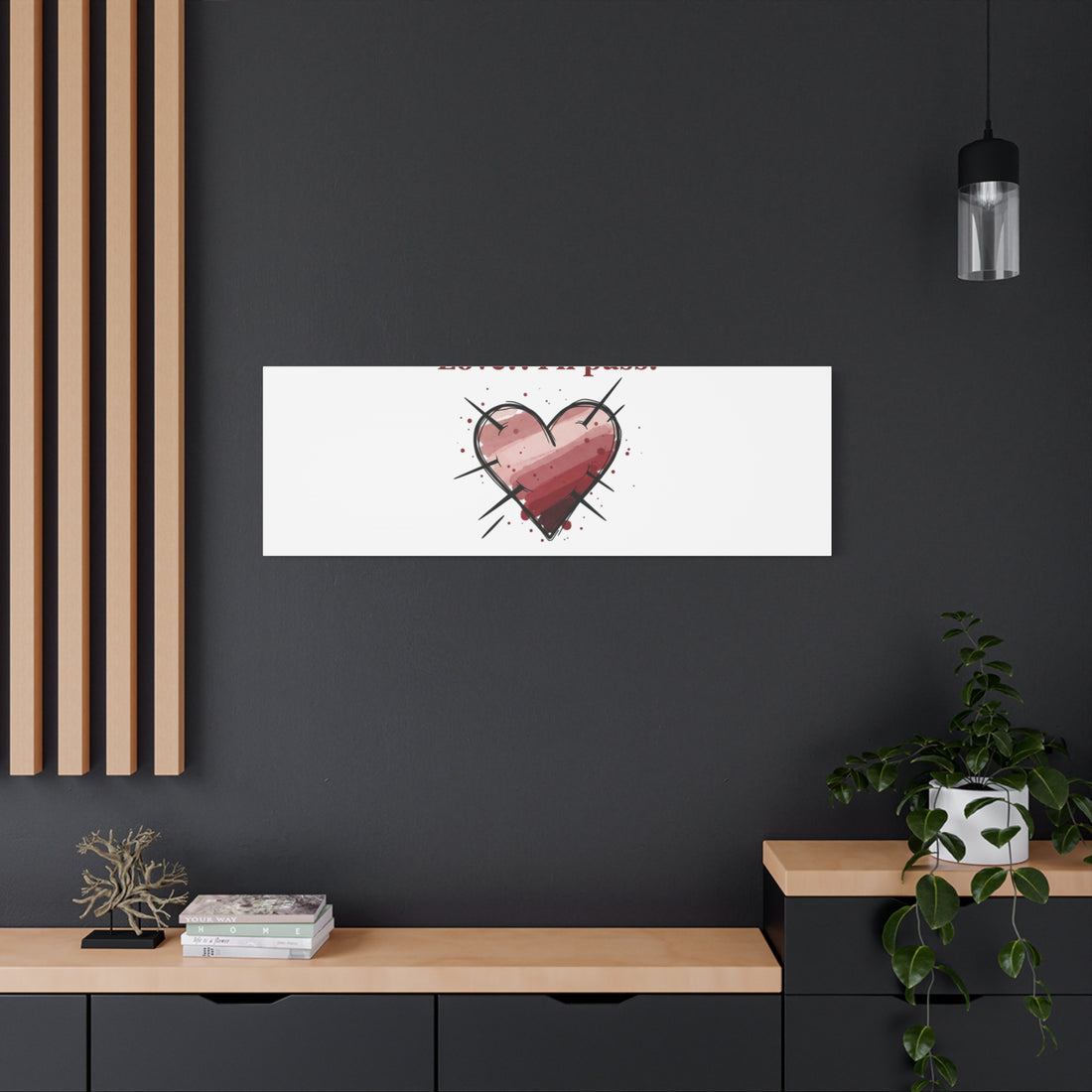 Love?! I'll Pass Canvas, Hearts‑with‑a‑Twist anti‑Valentine wall art