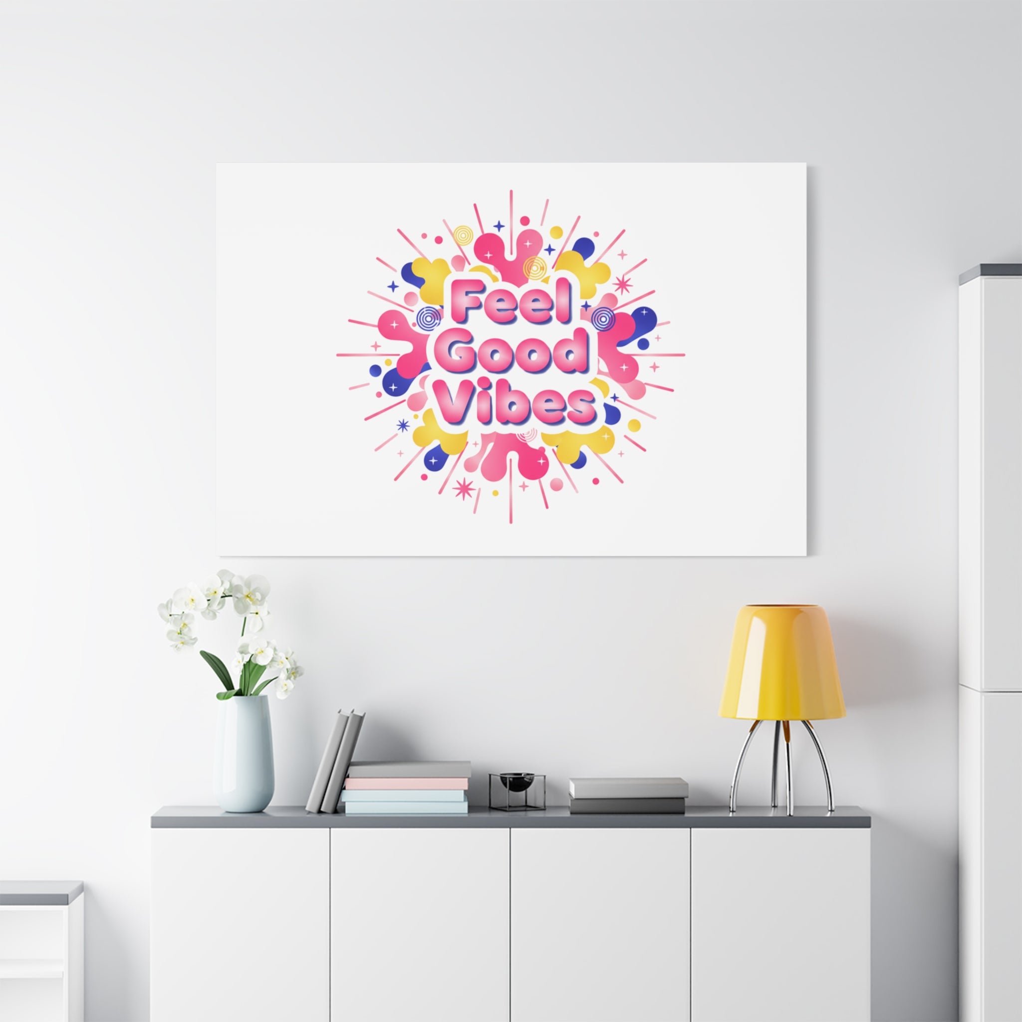 Feel Good Vibes Canvas | Dopamine Decor, Neon Gradient Squishy Art