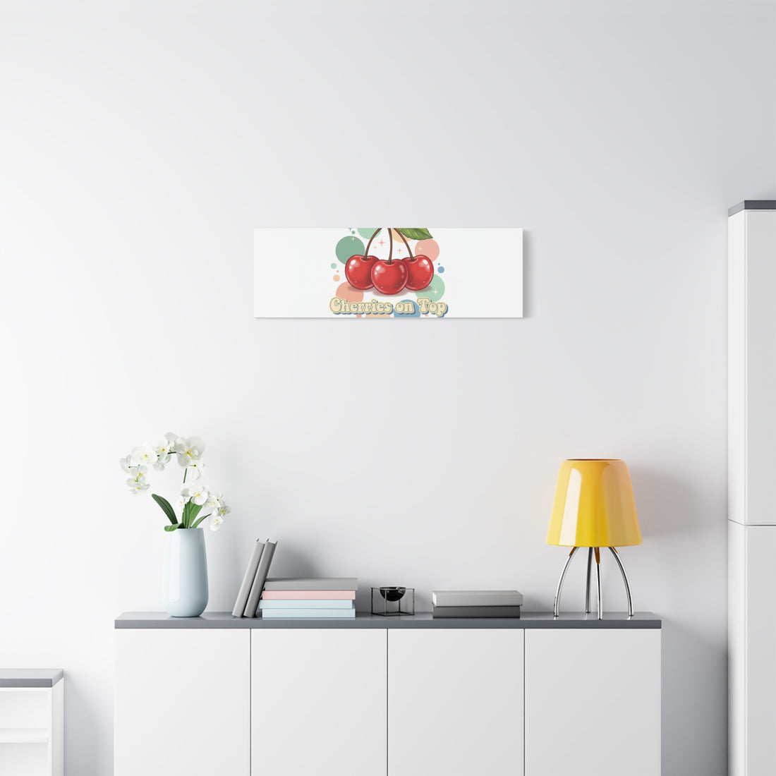 Cherries on Top Canvas | Retro Kawaii Fruit Wall Art
