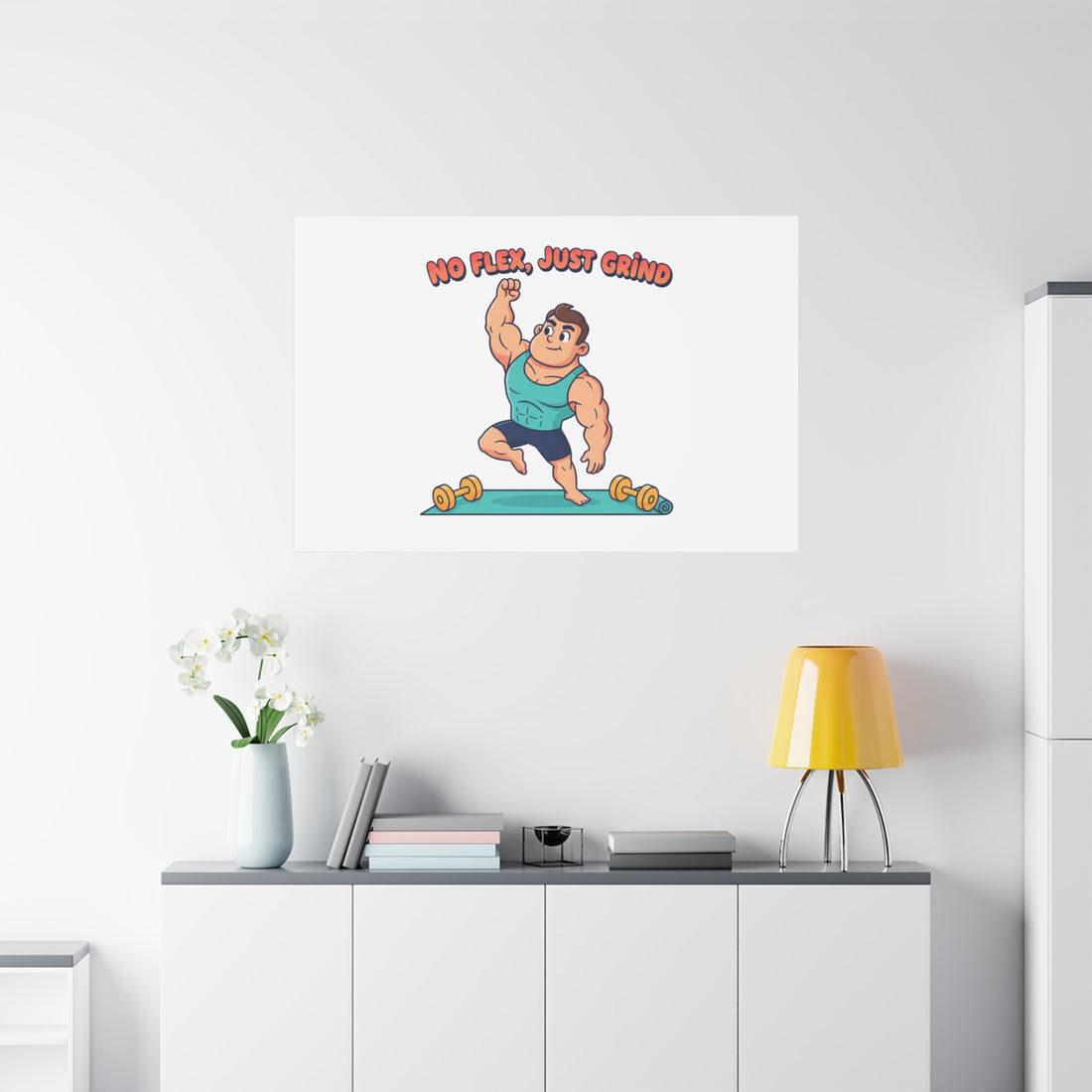 No Flex Just Grind canvas, Gymtimidation humor wall art | start small fitness décor