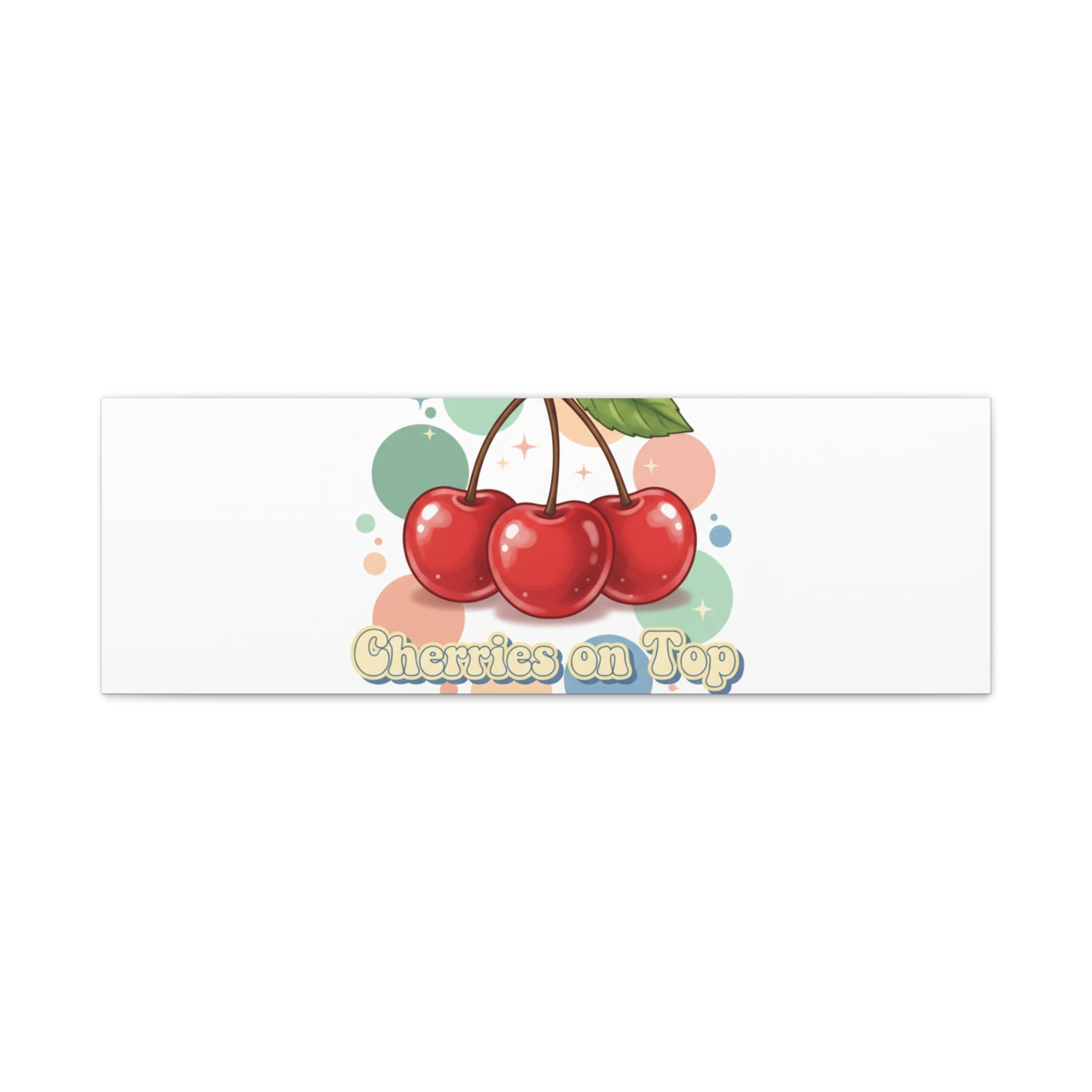 Cherries on Top Canvas | Retro Kawaii Fruit Wall Art