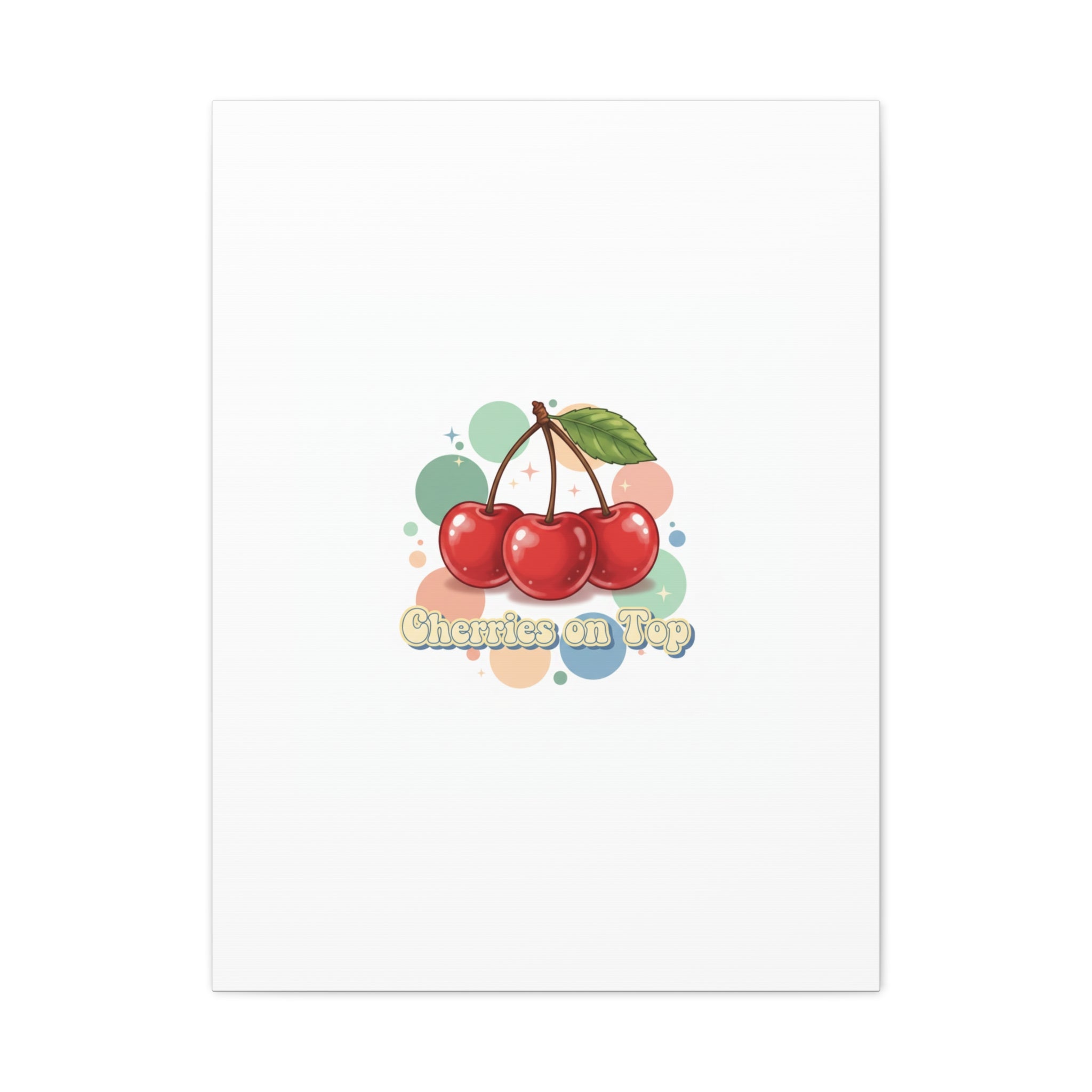 Cherries on Top Canvas | Retro Kawaii Fruit Wall Art